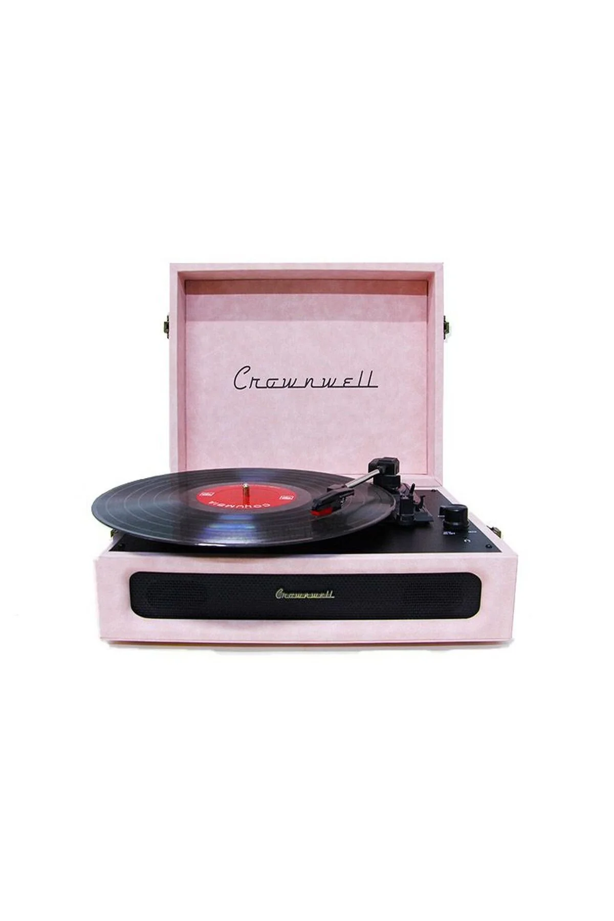 گِرامافون و صفحه گردان CROWNWELL PIKAP CASABLANCA وانت سوابق رنگ صورتی Crown Well