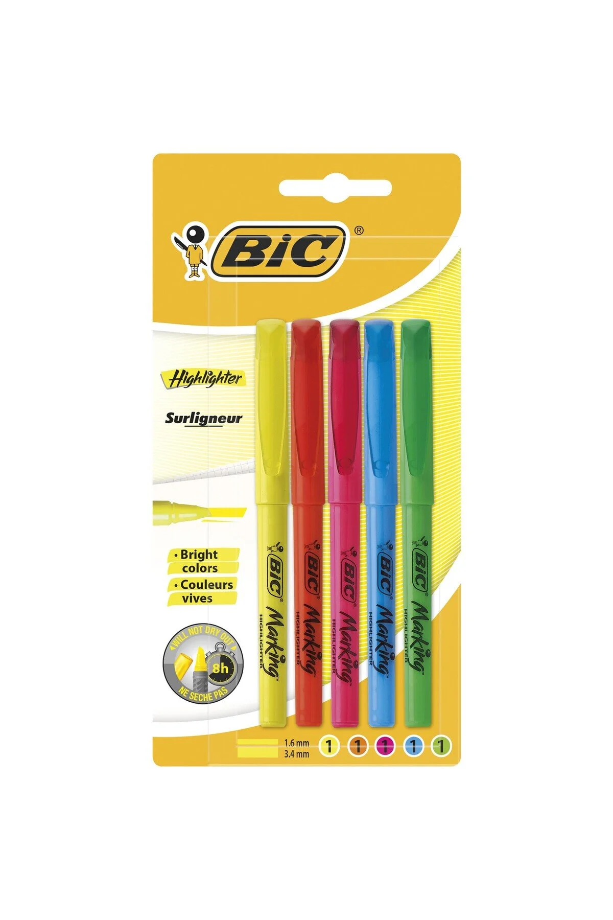 خودکار چند رنگ برند: قلم فسفر دسته مخلوط 5: مدادهای بیک Bic