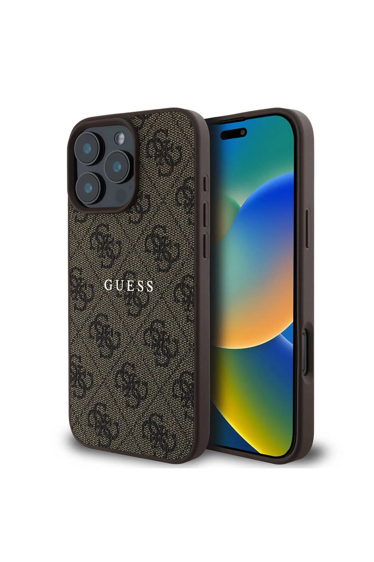 کاور و قاب سازگار IPHONE 16 PRO GUESS LICENSED MAGSAFE CHARGING دارای لوگوی متنی طرح دار 4G قهوه ای Guess