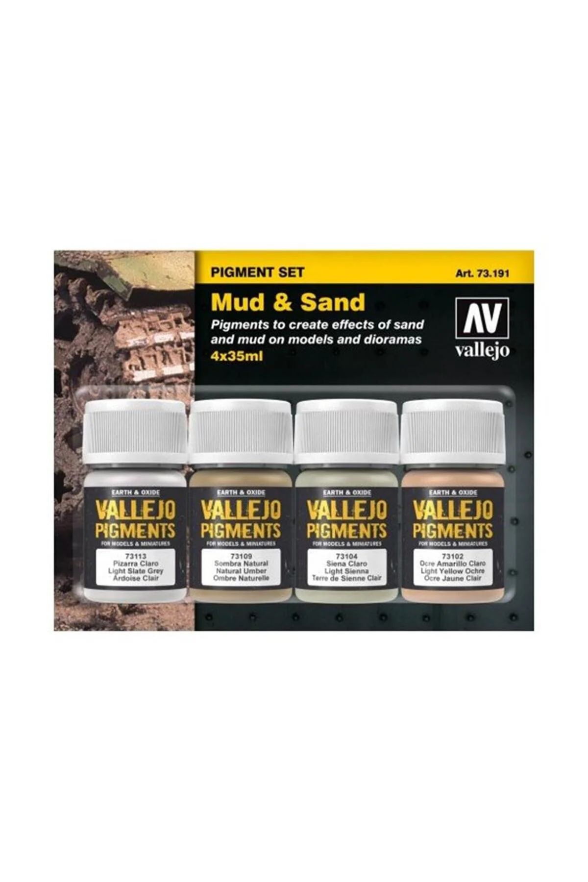 نقاشی پرایمر چند رنگ 4X35 میل. گل و ماسه مجموعه رنگدانه مدل Vallejo