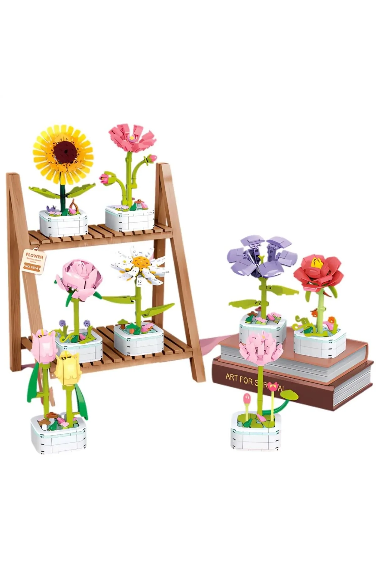 لگو و اسباب بازی های ساخت محور دسته گل هدیه بلوک کوچک گلدان ساختمانی از ترکیه MJ TOYS