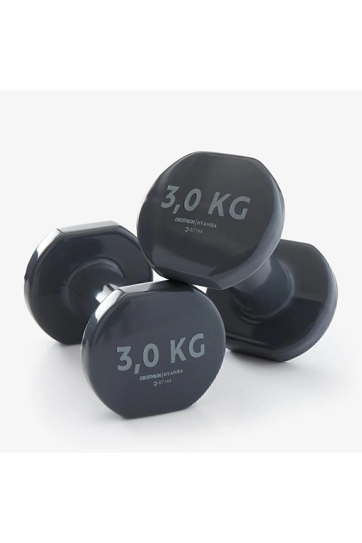 دمبل و صفحه وزنه خاکستری 3 KG X2 آموزش نور تناسب اندام دکتلون Decathlon
