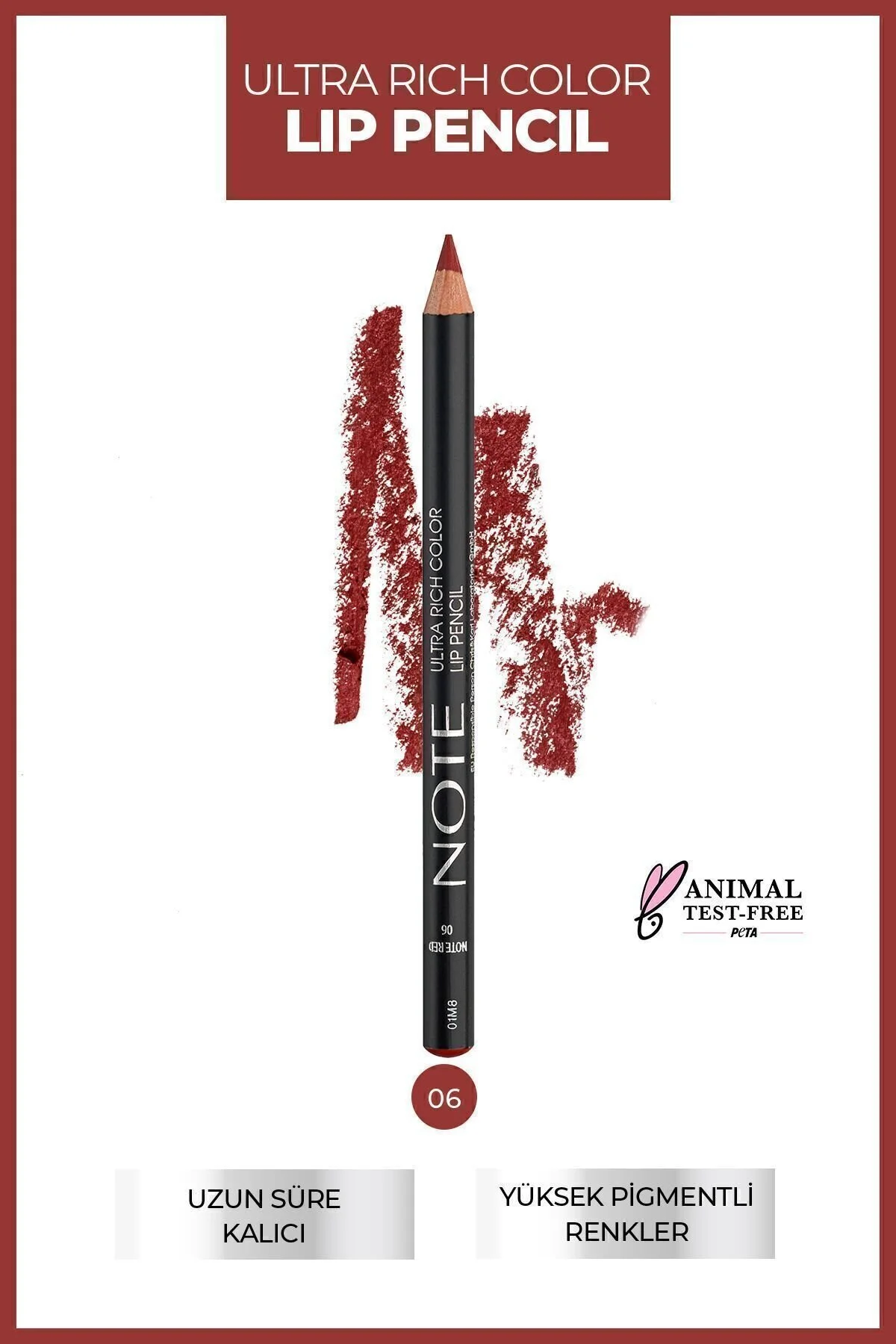 خط لب مداد فوق العاده غنی 06 قرمز Note Cosmetics