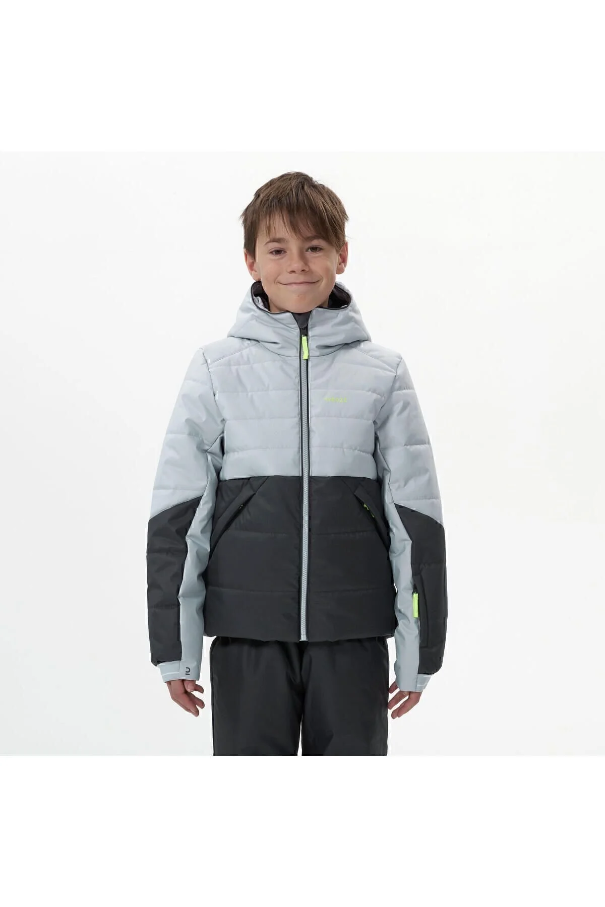 ژاکت اسکی کودکان مشکی خاکستری 180 گرم Decathlon