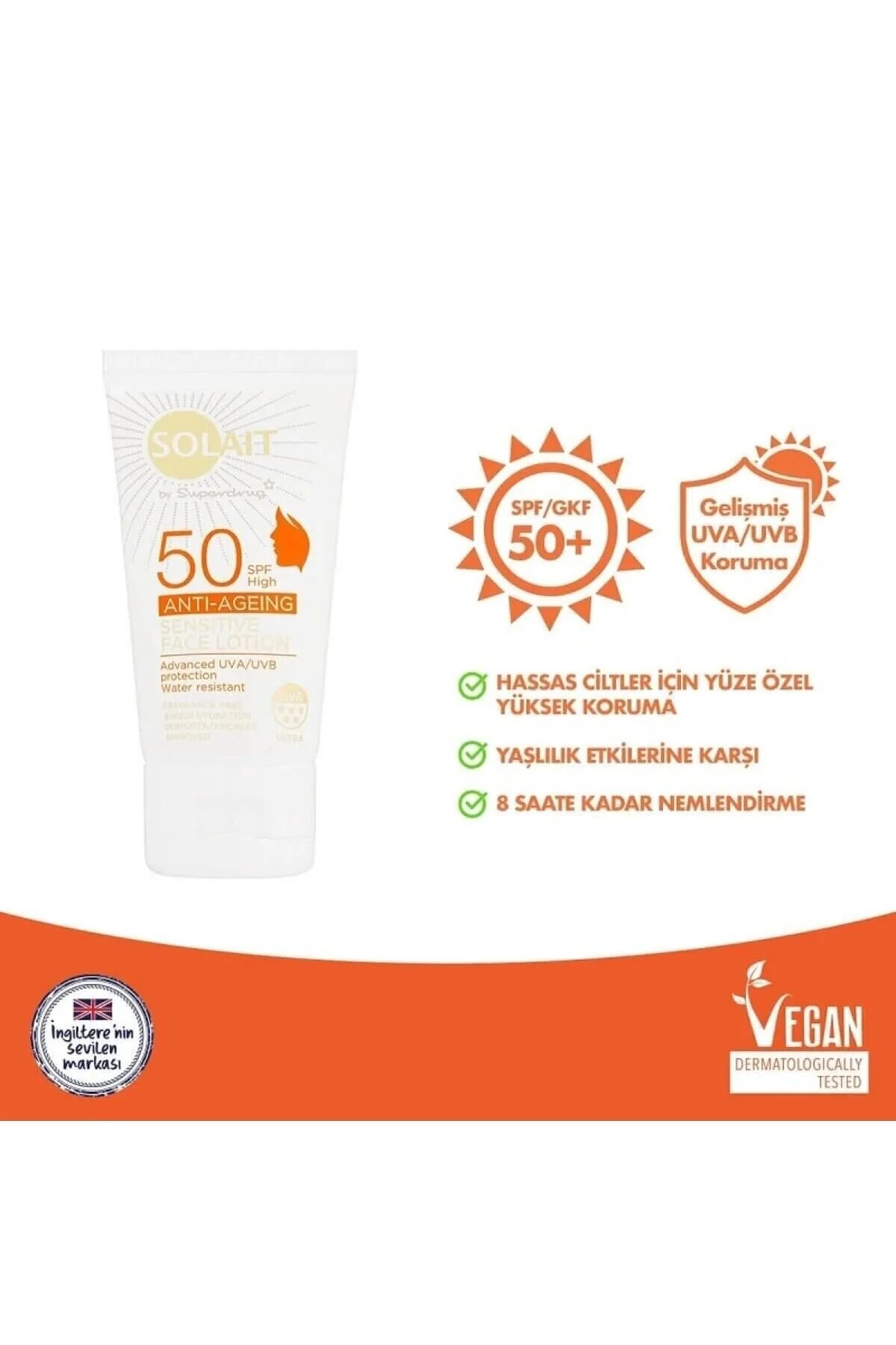 محصولات پس از آفتاب ضد سن SPF 50 کرم حساس میل Solait