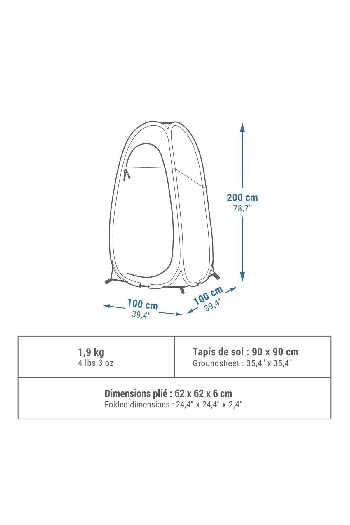 چادر کابین دوش کمپینگ کچوا 2 ثانیه Decathlon