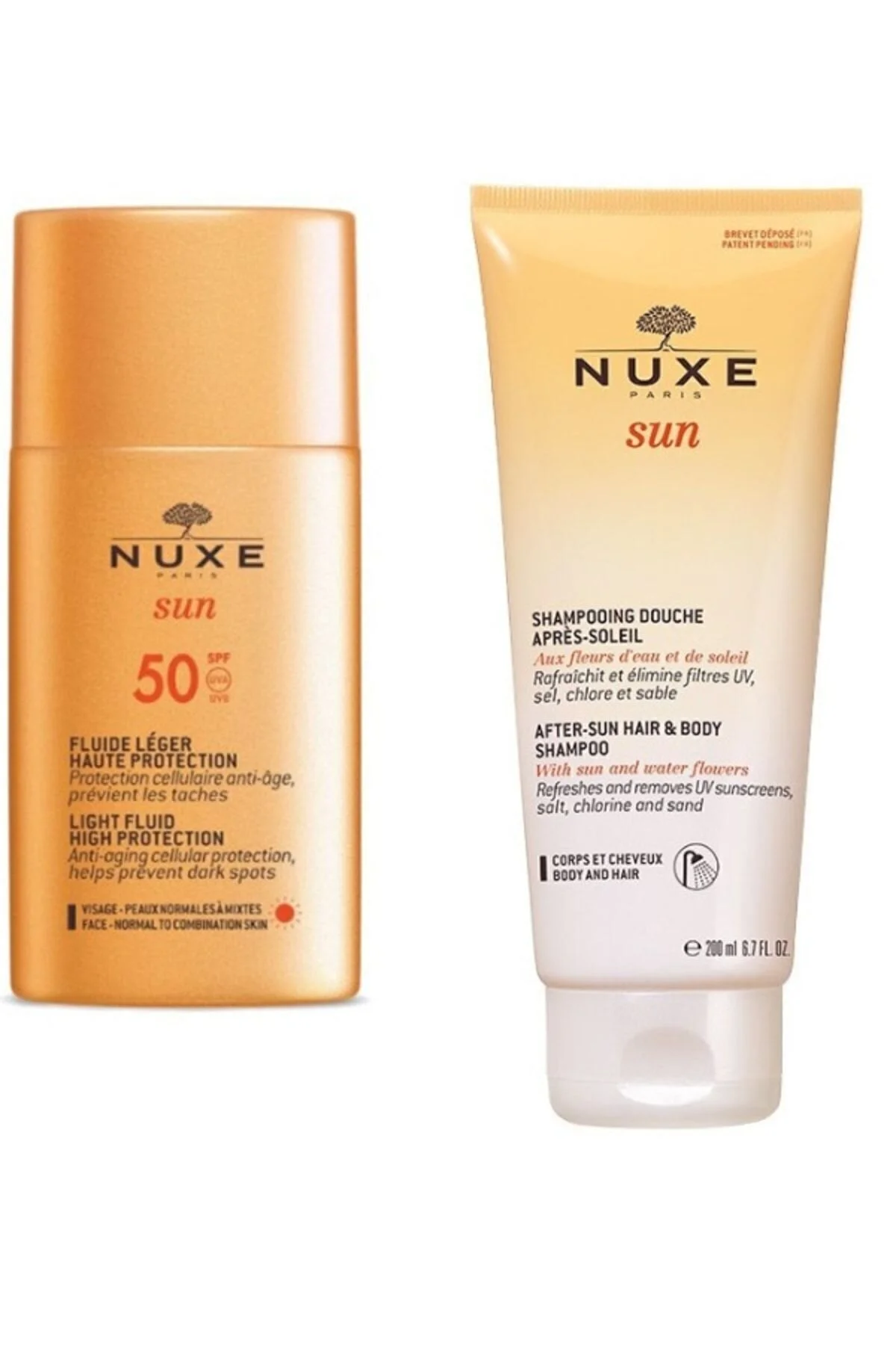 Nuxe کرم ضد آفتاب صورتی SPF 50 میلی لیتر شامپو بدن و موی پس از آفتاب 200 میلی لیتر