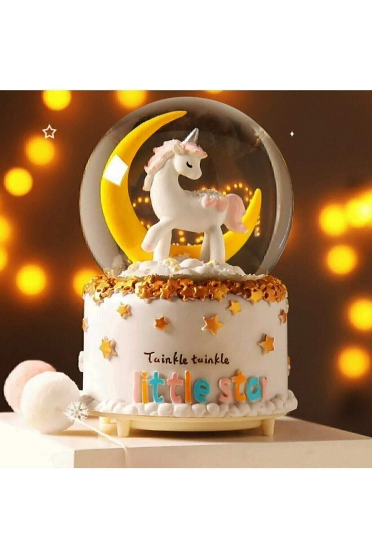 گوی برفی سایز متوسط ​​تکشاخ با مضمون SNOW GLOBE UNICORN موسیقی و نور از ترکیه Genel Markalar