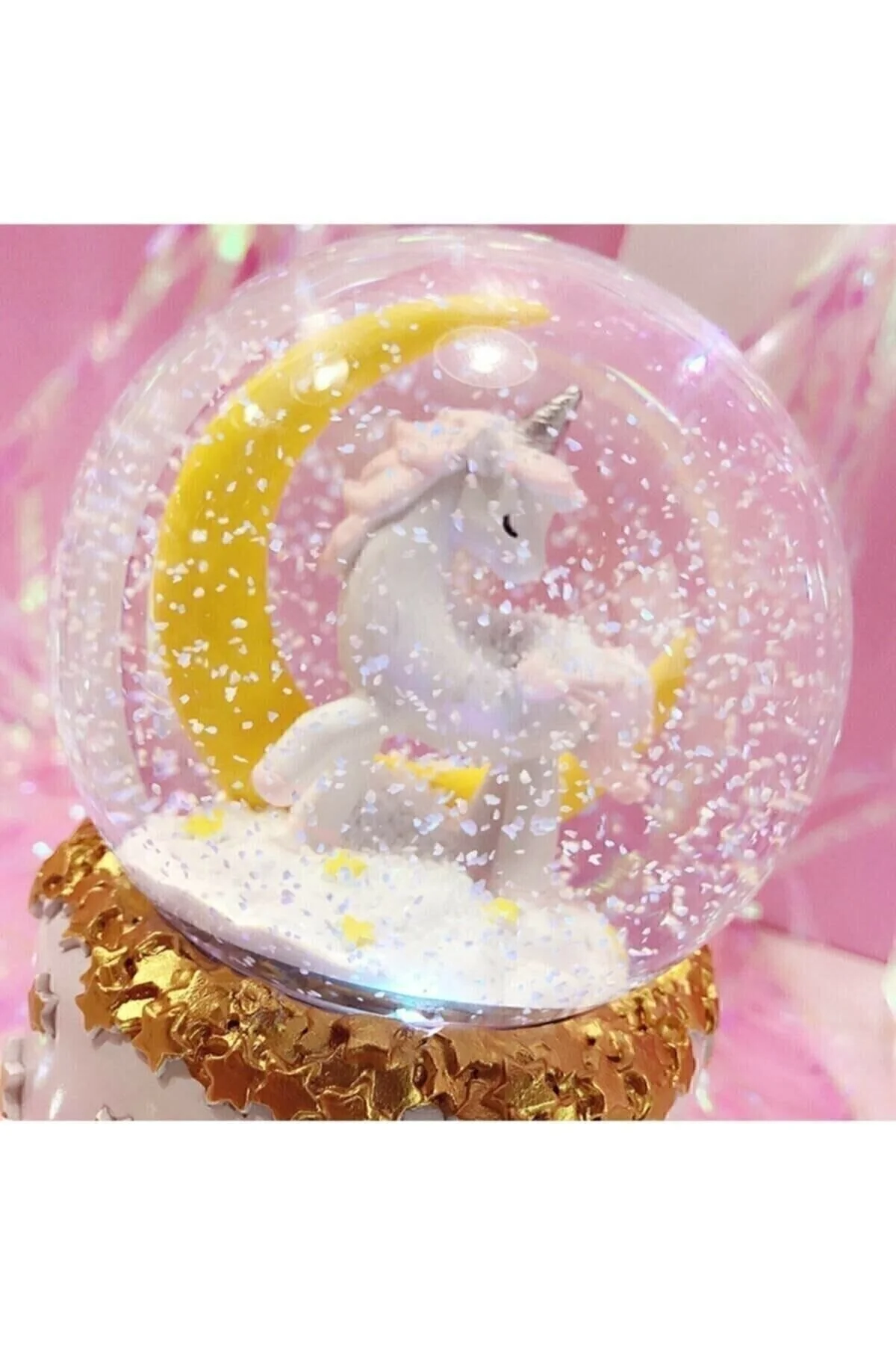 گوی برفی سایز متوسط ​​تکشاخ با مضمون SNOW GLOBE UNICORN موسیقی و نور از ترکیه Genel Markalar