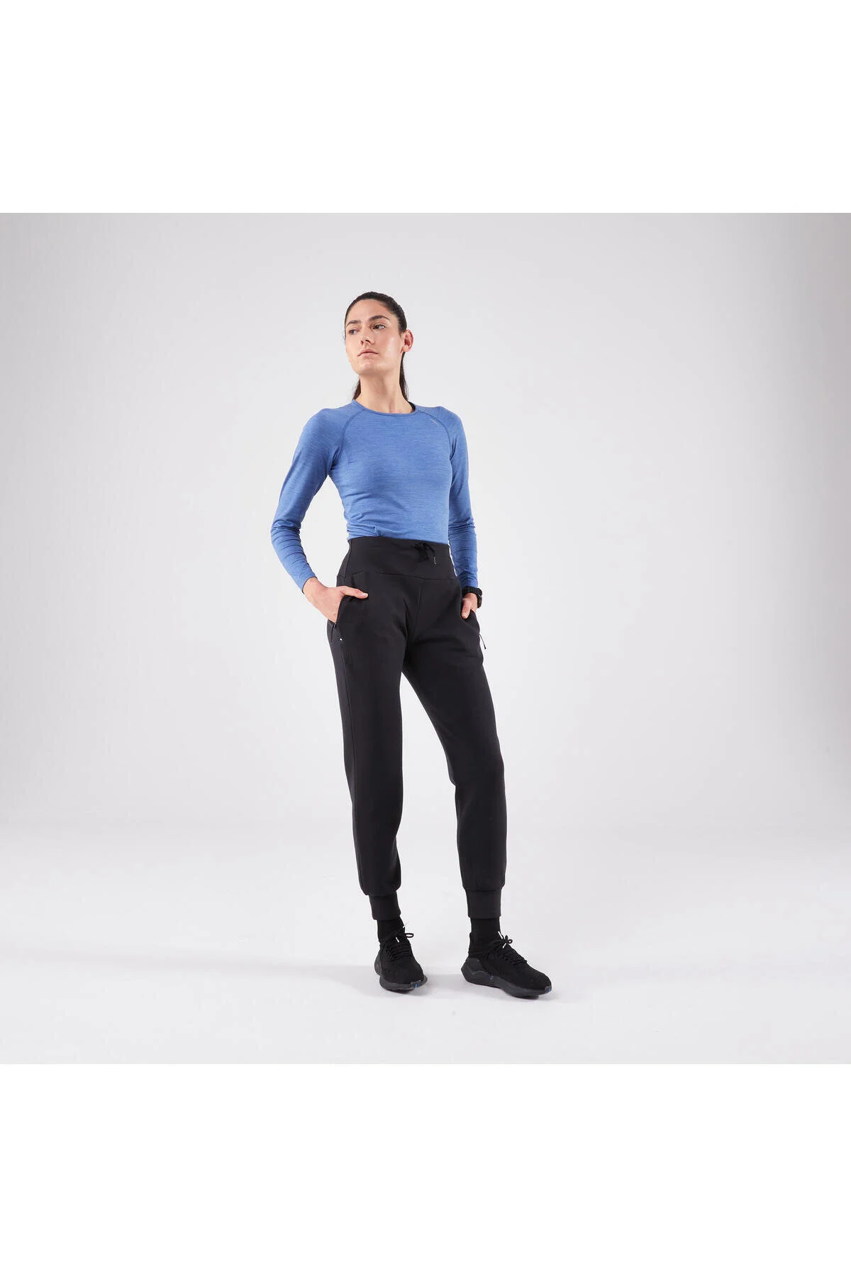 شلوار گرمکن ورزشی مشکی زنانه SIX RUN 500 WARM را رانینگ می کند دکتلون Decathlon