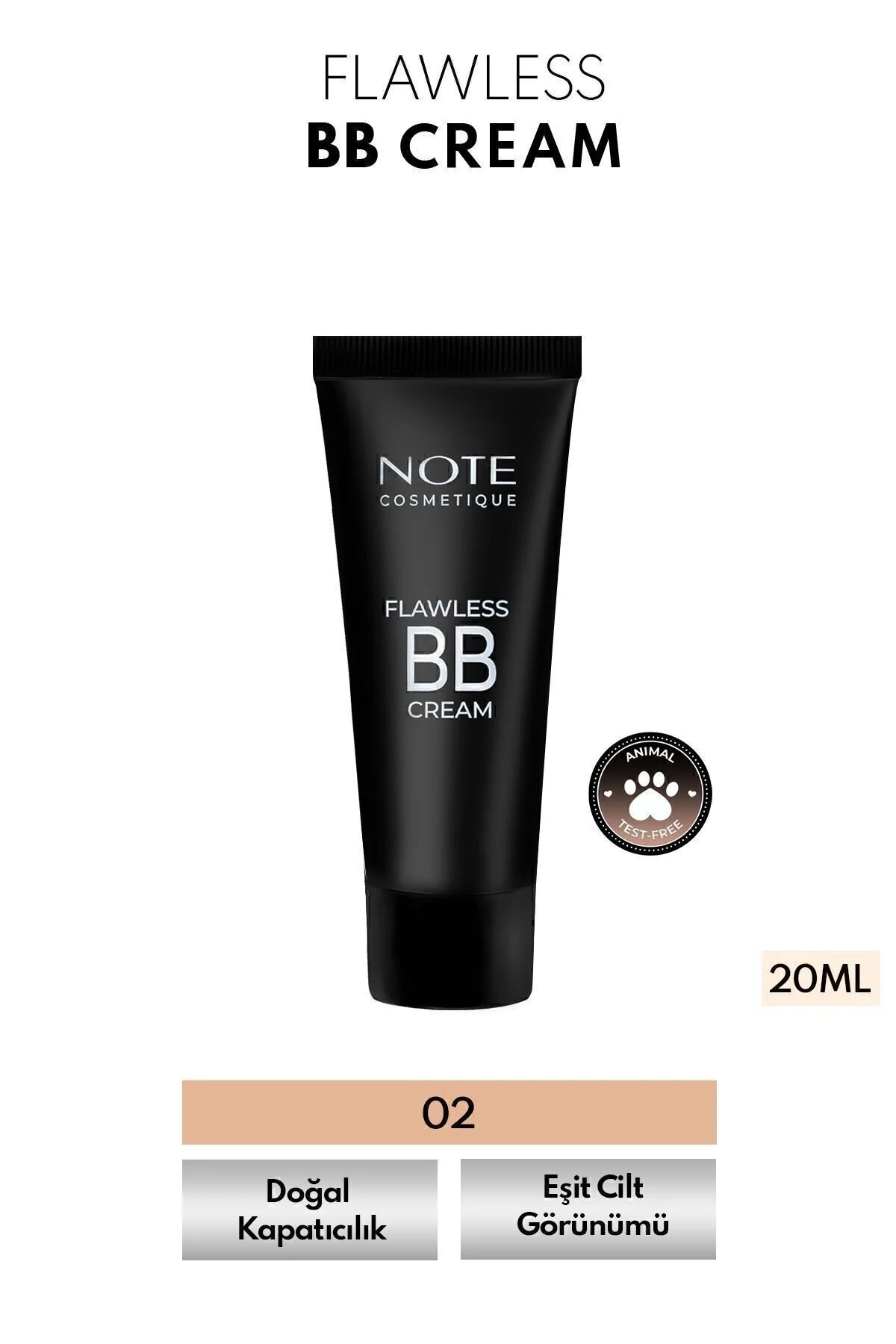 کرم بی بی طبیعی Cosmetics مدل Flawless با رنگ بژ NOTE