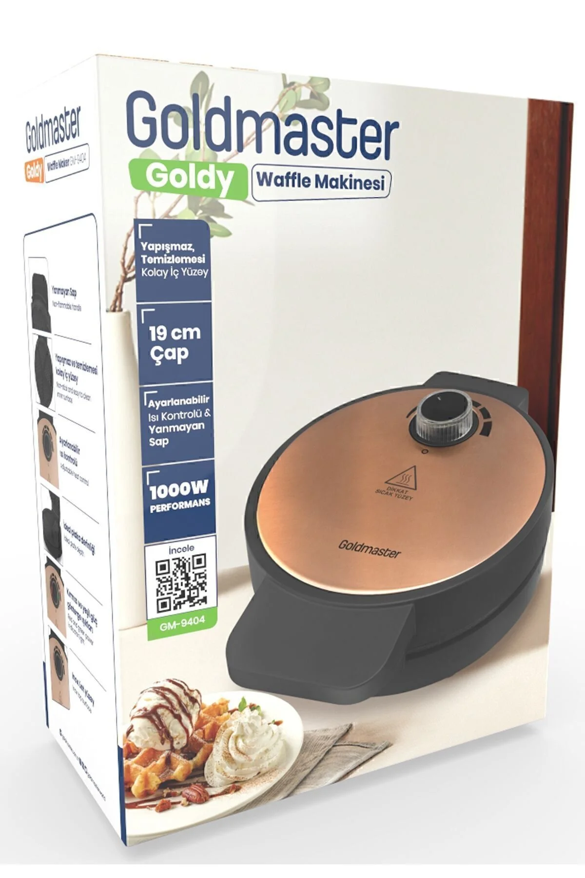 وافل ساز گلدی رزگلد 1000 وات با صفحه عمیق برای جلوگیری از سرریز اورجینال GoldMaster