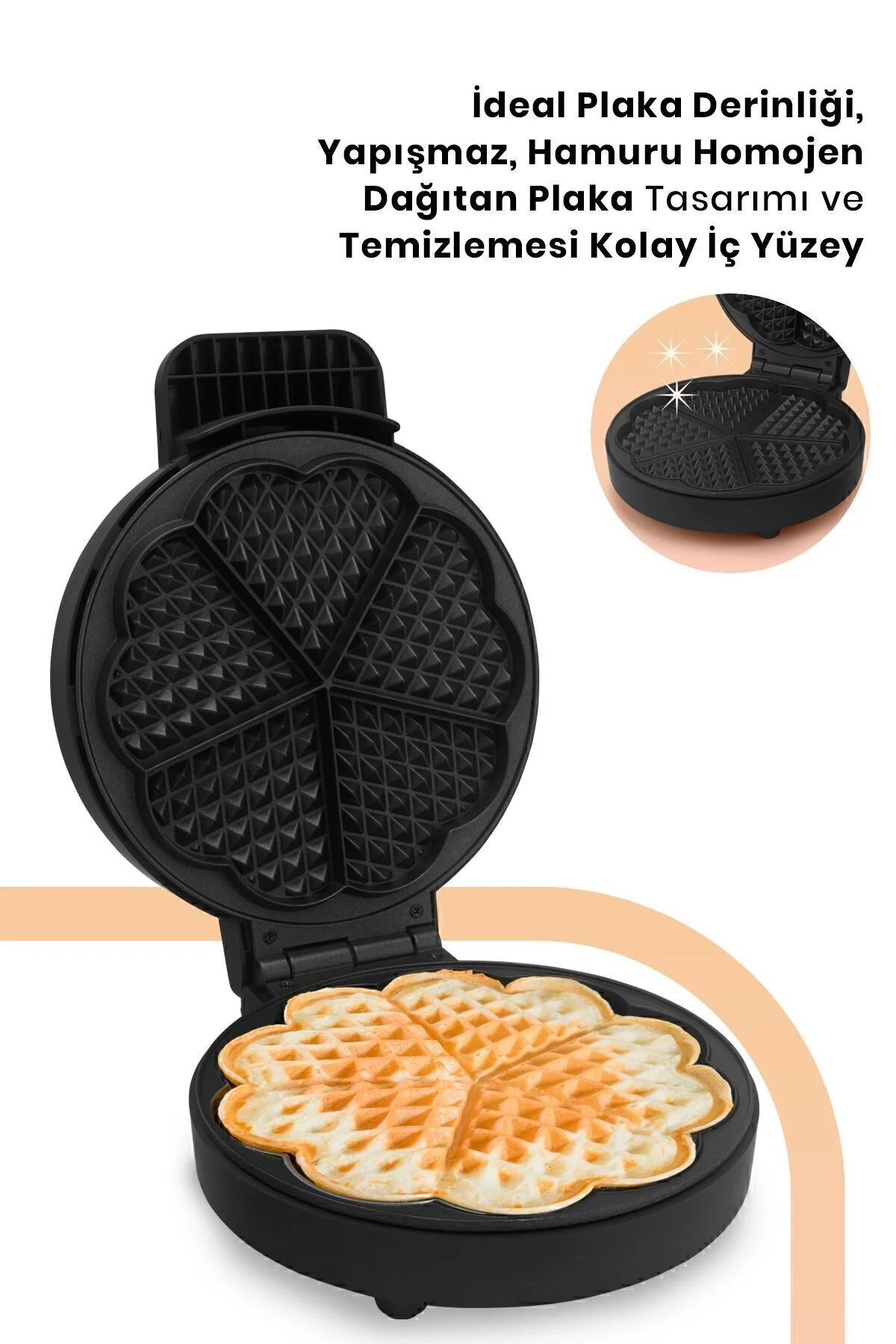 وافل ساز گلدی رزگلد 1000 وات با صفحه عمیق برای جلوگیری از سرریز اورجینال GoldMaster