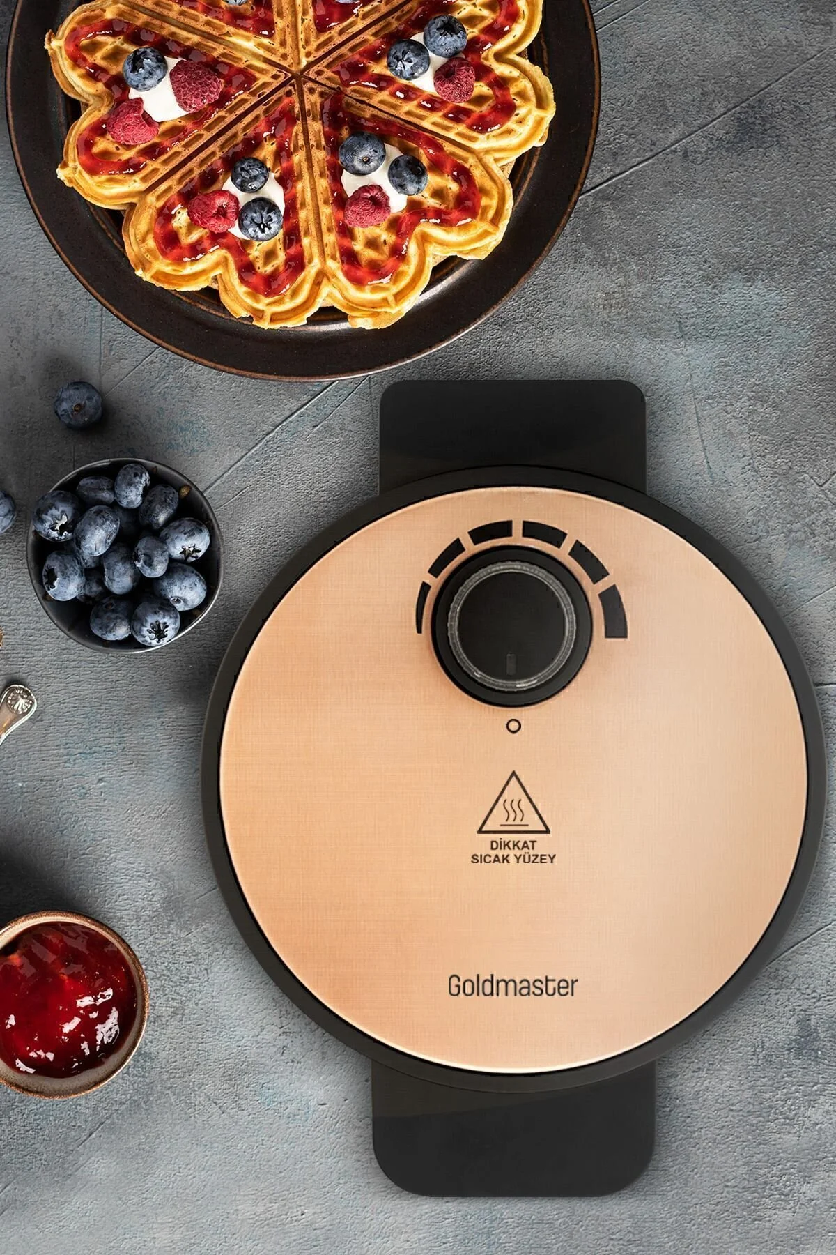 وافل ساز گلدی رزگلد 1000 وات با صفحه عمیق برای جلوگیری از سرریز اورجینال GoldMaster