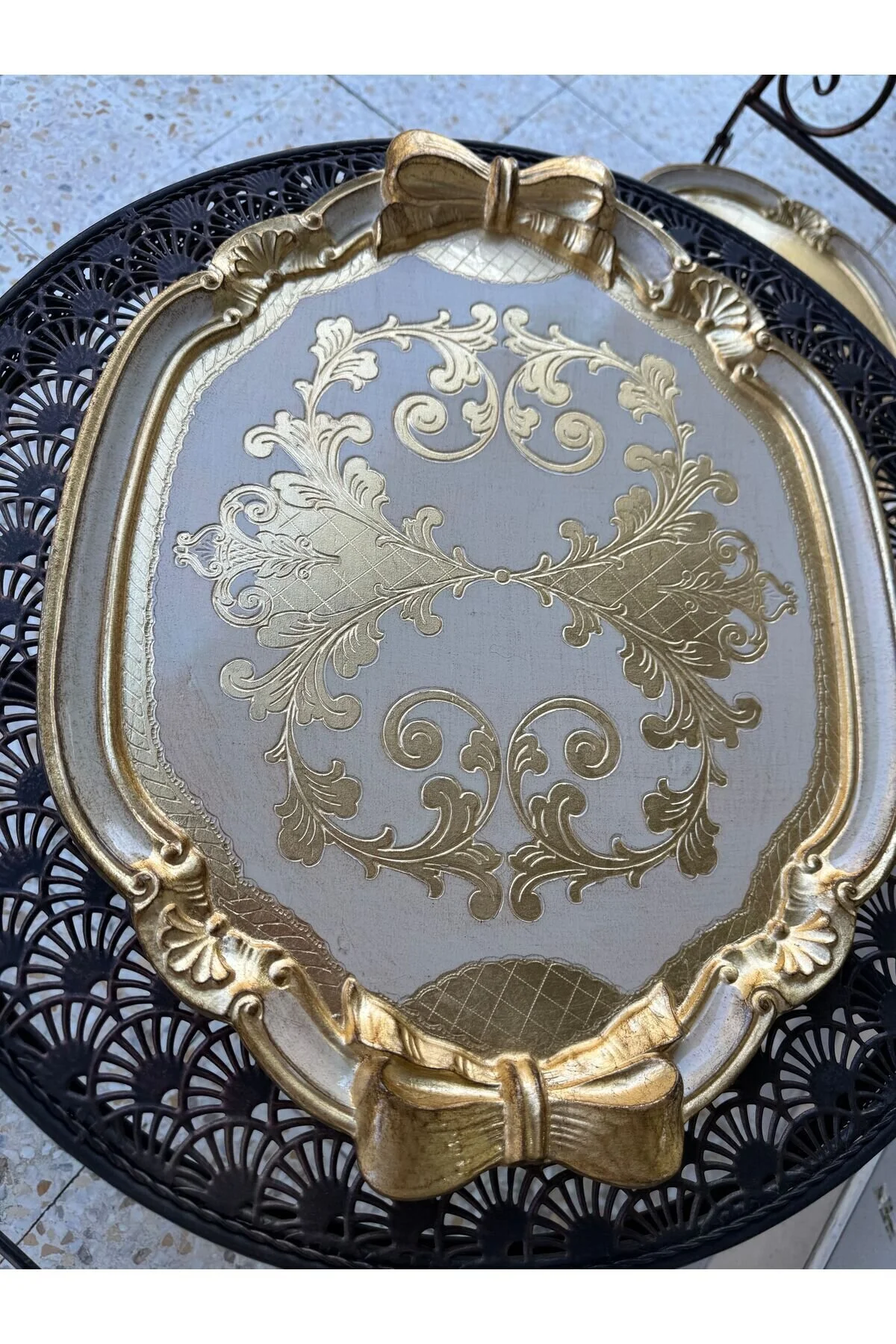 سینی ESTERHOMEDECOR درخت گل رز اصلی اندازه بزرگ 10 شخص 42 52 سانتی متر LM