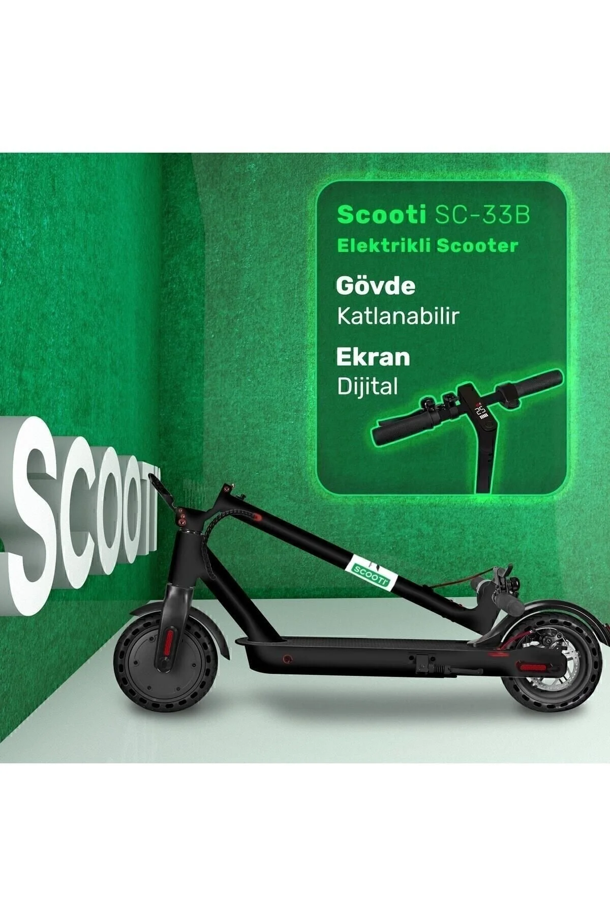 اسکوتر برقی دفتر مرکزی تاشو سیاه scooti