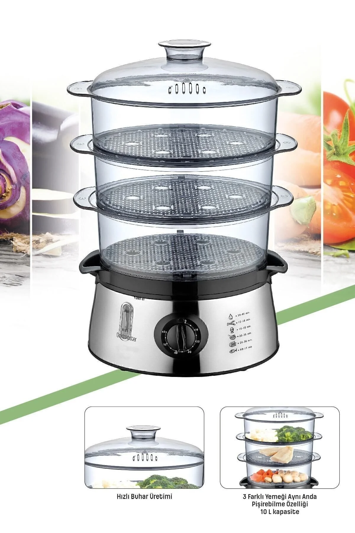 پلوپز چندکاره دییتیست 800 وات 8.4 لیتر ظرفیت 60 دقیقه تایمر بخار بیپا اورجینال GoldMaster