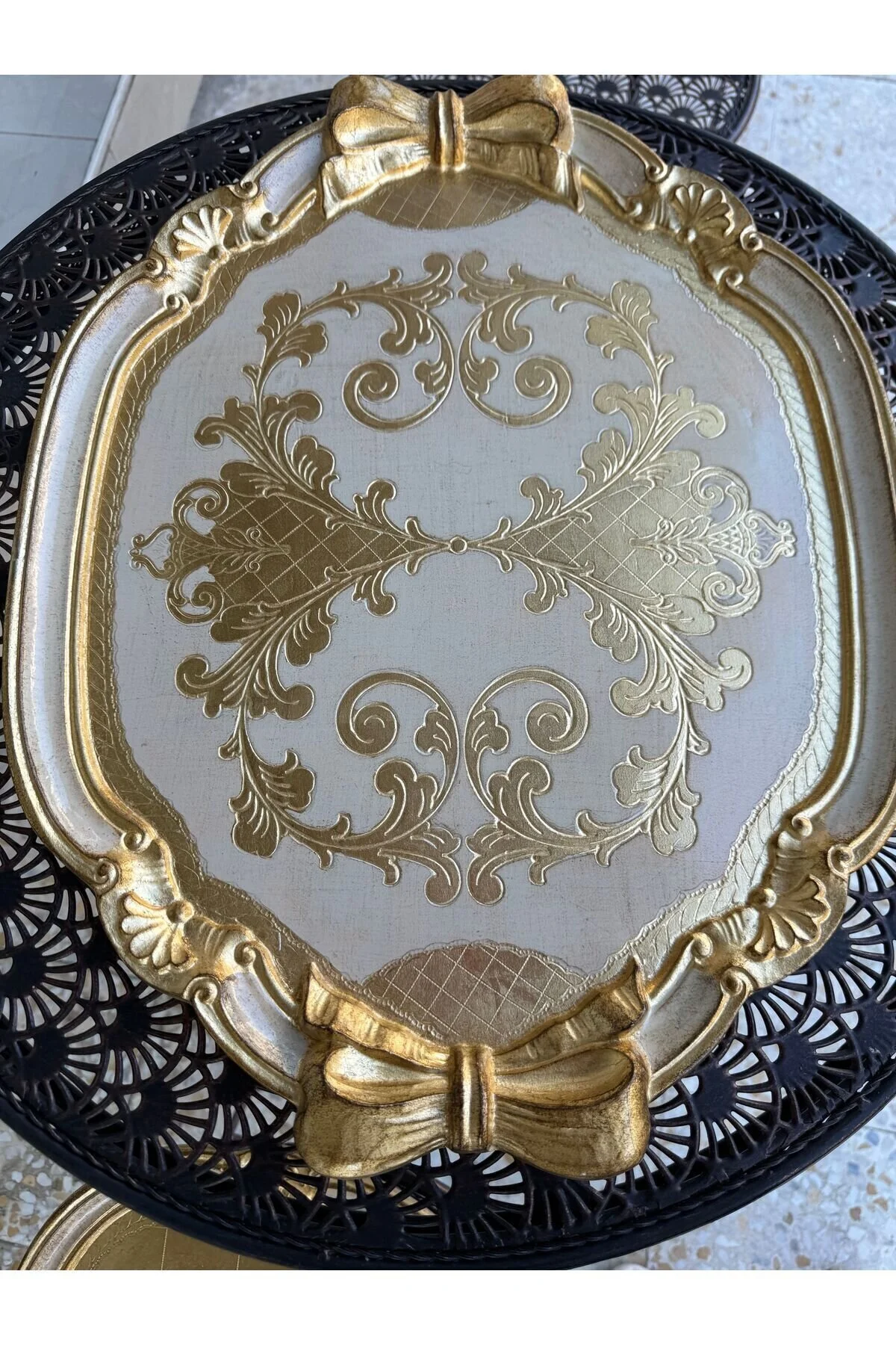 سینی ESTERHOMEDECOR درخت گل رز اصلی اندازه بزرگ 10 شخص 42 52 سانتی متر LM
