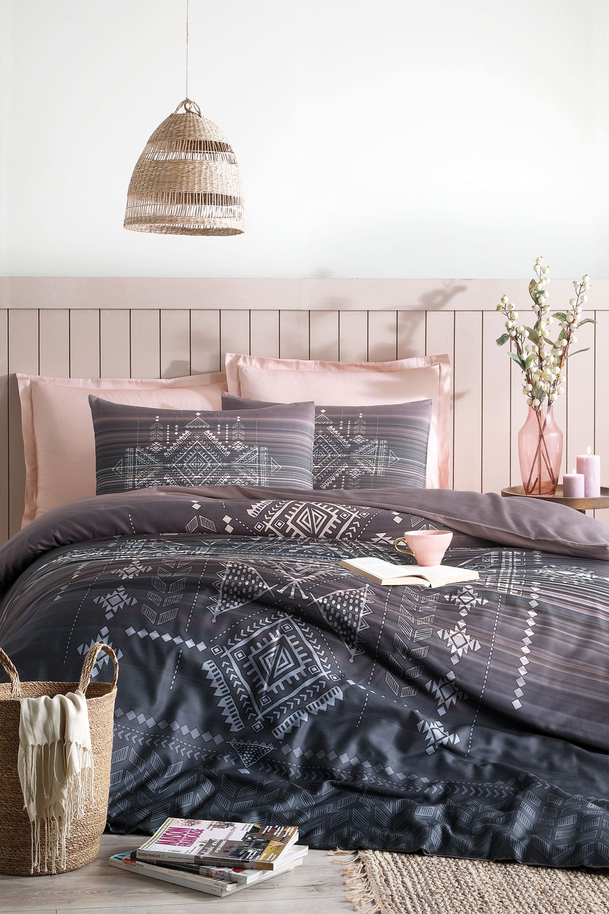 کاور لحاف دو نفره آبی ست روتختی ساتن لایف دوبل سافت تاپتو سرمه ای Özdilek