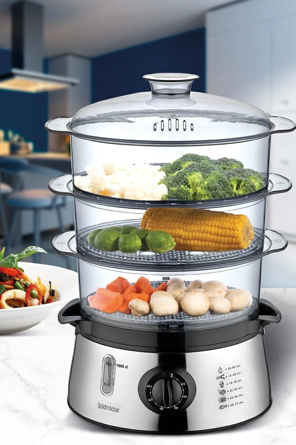 پلوپز چندکاره دییتیست 800 وات 8.4 لیتر ظرفیت 60 دقیقه تایمر بخار بیپا اورجینال GoldMaster