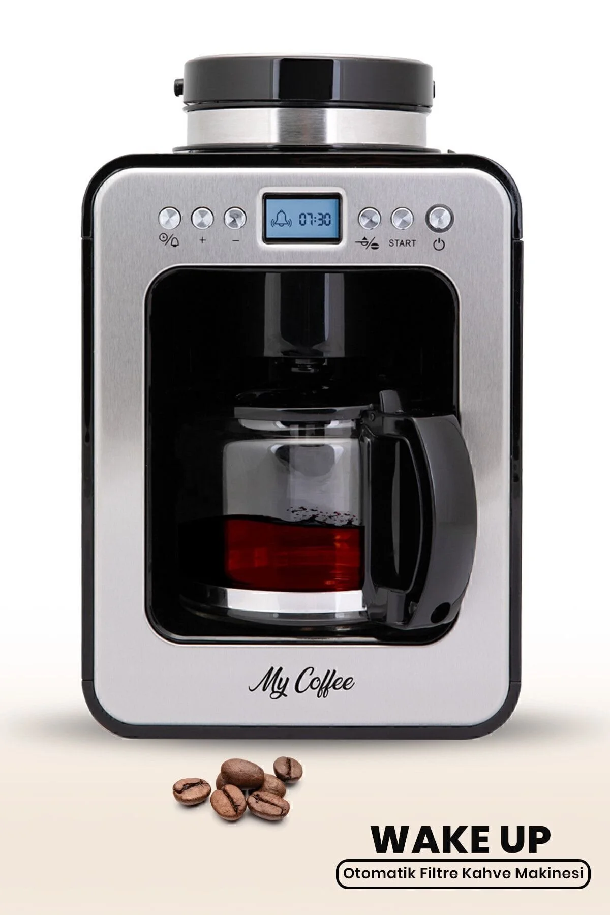 قهوه ساز فیلتری تایمر دیجیتال WAKE UP 2 در 1 دستگاه فیلتر دار با آسیاب اورجینال My Coffee