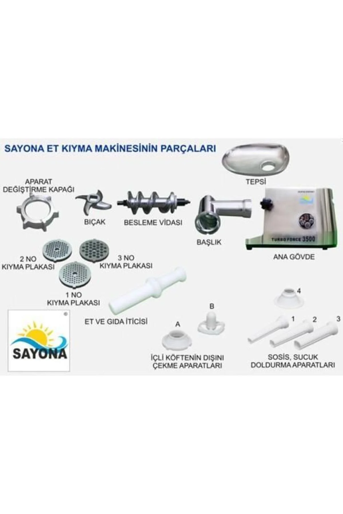 چرخ گوشت S 3500D TURBO FORCE 1800W اورجینال SAYONA