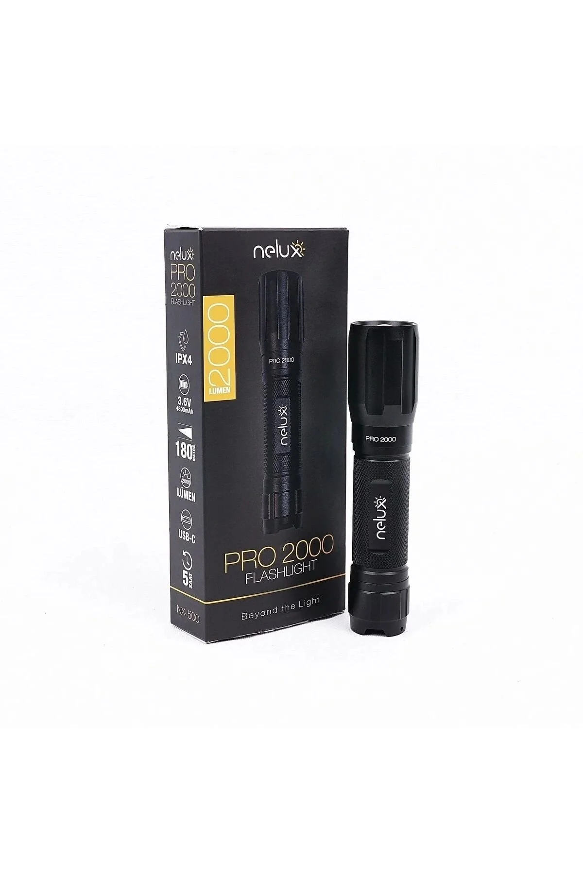 چراغ کمپ سیاه کمپینگ Nelux Pro 2000 Lumen Usb Flaf زمین Orcamp