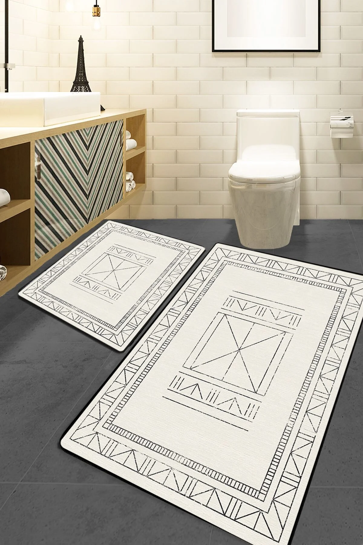 پادری حمام TOUCH EKRU 2 فرش DJTBANYO Chilai Home