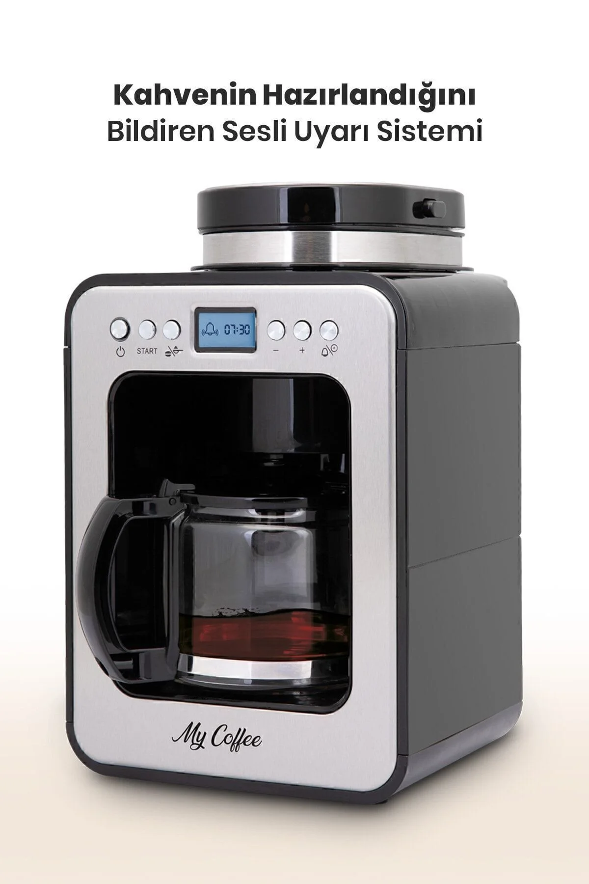 قهوه ساز فیلتری تایمر دیجیتال WAKE UP 2 در 1 دستگاه فیلتر دار با آسیاب اورجینال My Coffee