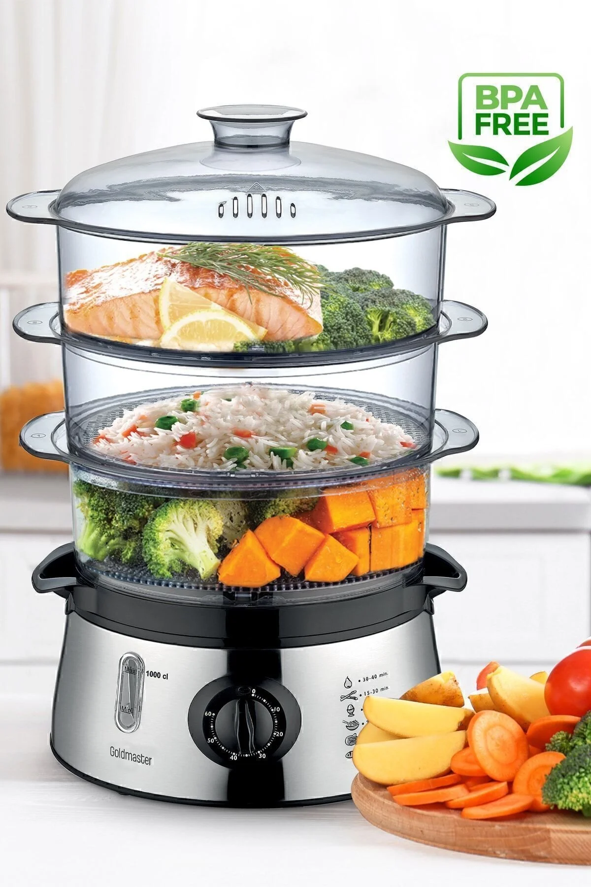 پلوپز چندکاره بخارپز 60 دقیقه ای بایوفیت GM7268 اورجینال GoldMaster