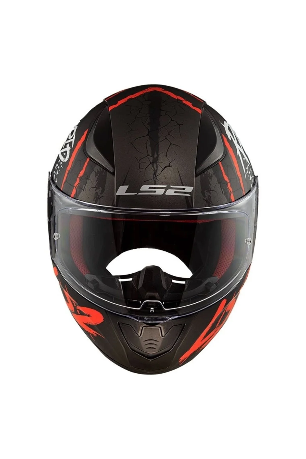 کلاه کاسکت موتورسیکلت 2 RAVEN MATTE BLACK WHITE RED ایمنی LS2