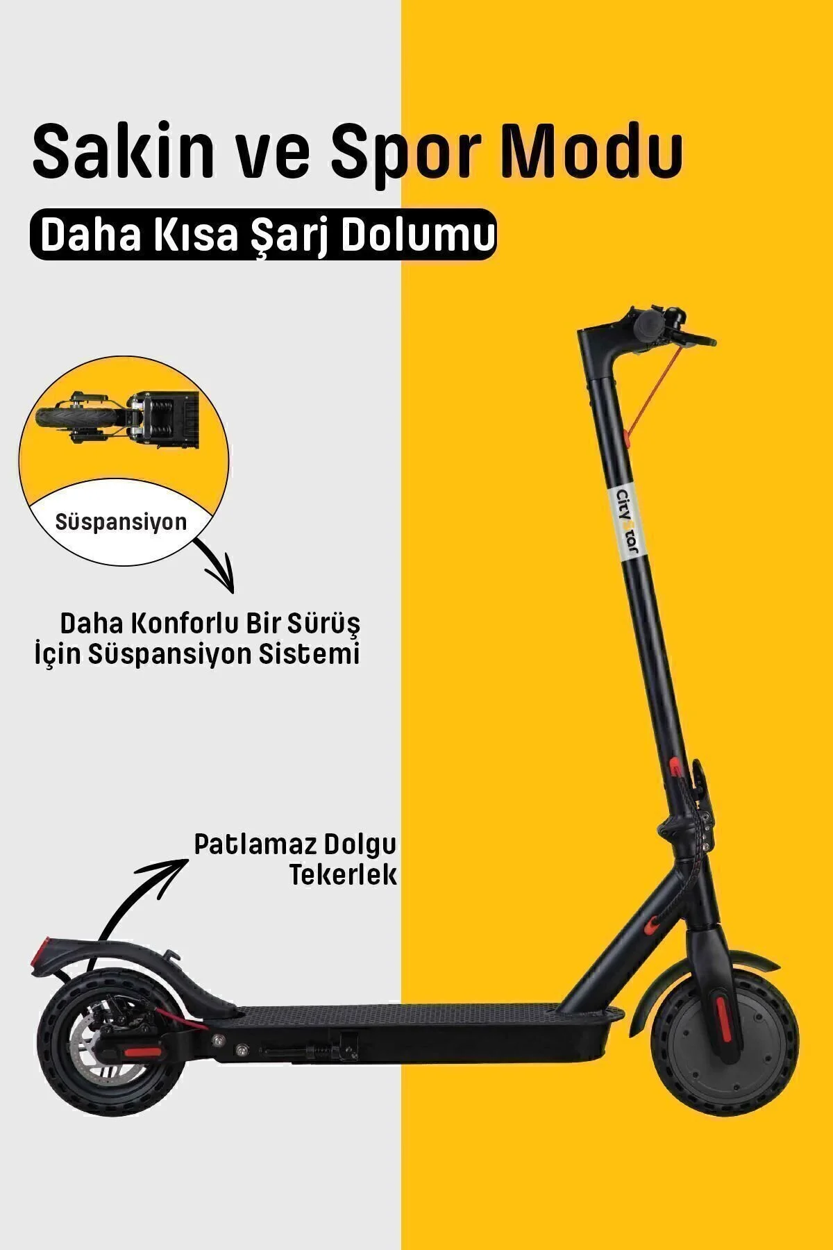 اسکوتر برقی الکتریکی تاشو قابل تعلیق موتور قوی CityStar