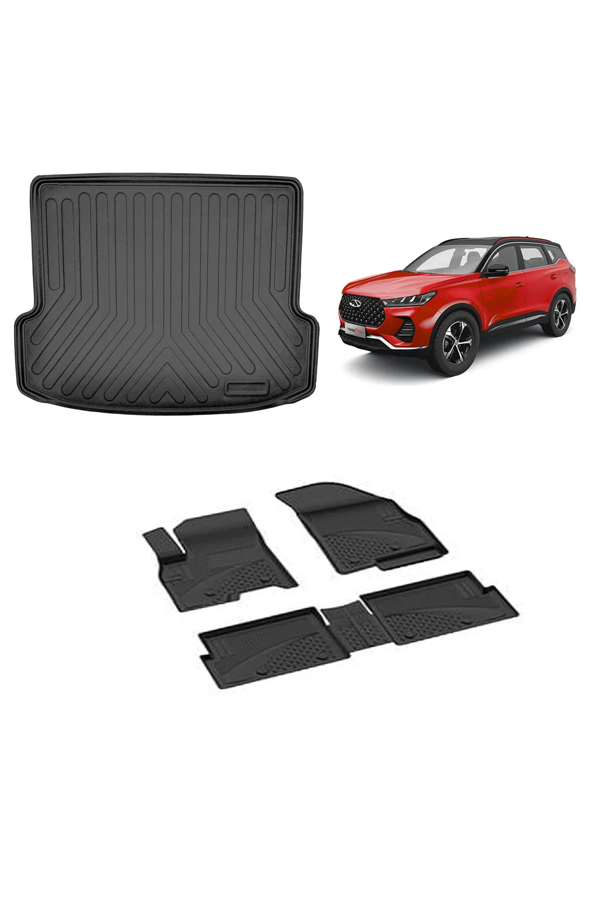 کفپوش خودرو CHERY TIGGO 7 PRO SAHLER 4.5D MAT AND RIZLINE 3D BAGAGE POOL Sahler
