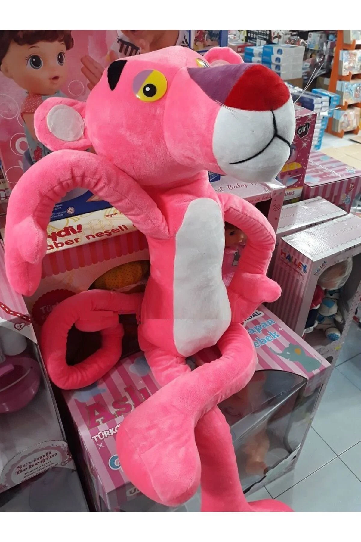 اسباب بازی های پشمی پلنگ صورتی 100 سانتی متری مخملی 1 سطح فوق العاده Pink Pather