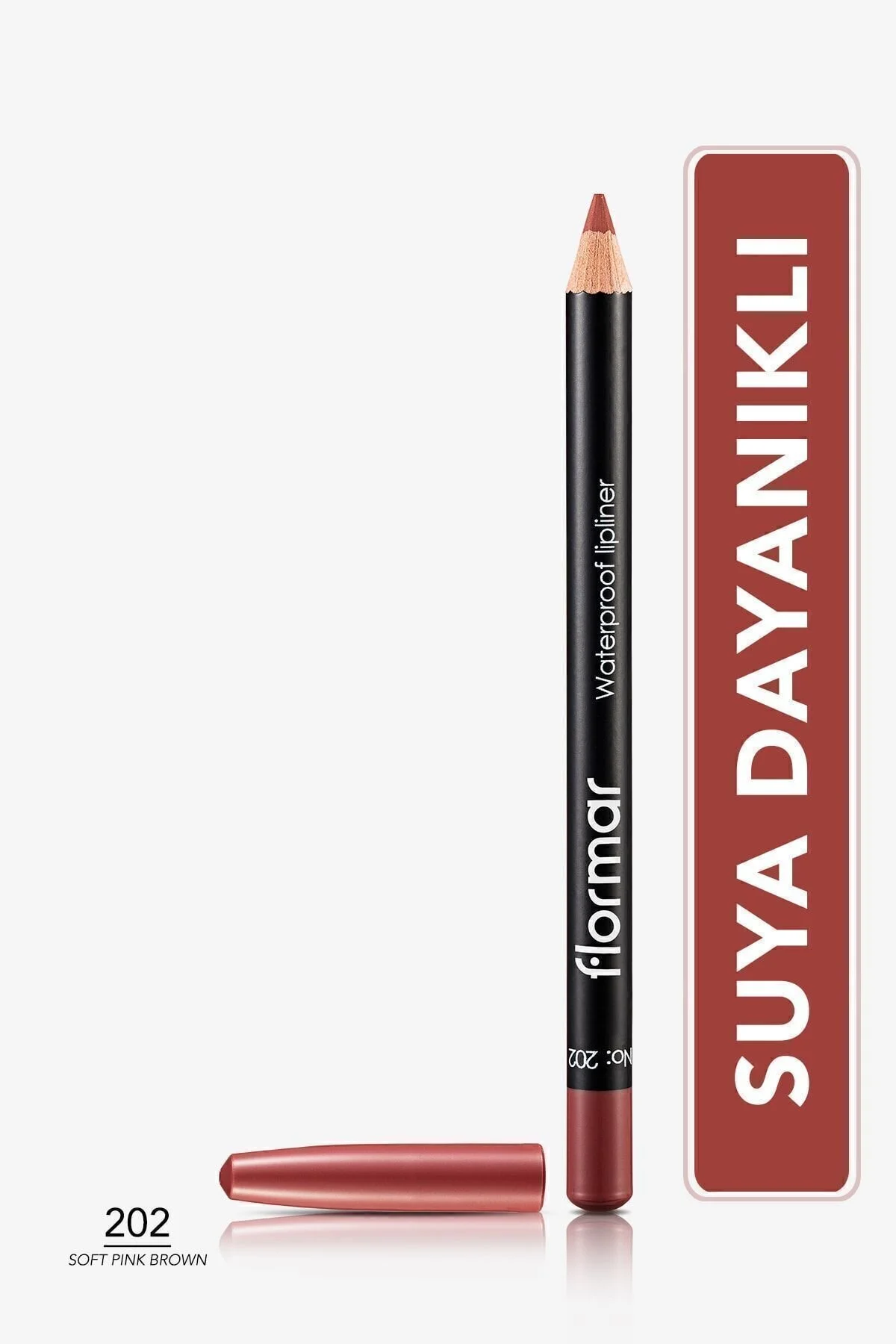 خط لب آستر مقاوم در برابر آب BORDEAUX LIPLINER ضد 202 قهوه ای صورتی نرم Flormar