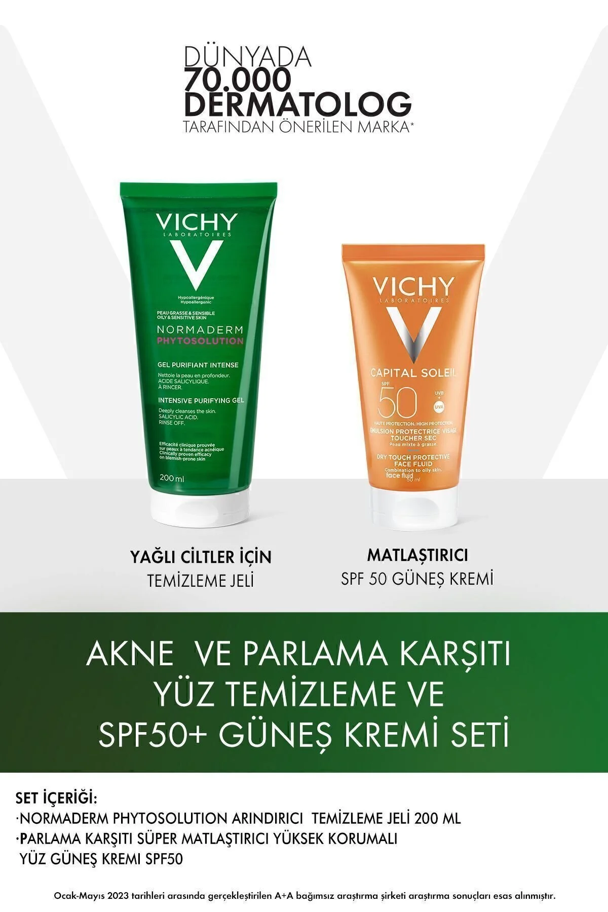 ست کرم ضد آفتاب تمیز کردن جنین از آکنه و GLAE SPF50+ SUN CREAM ویشی Vichy