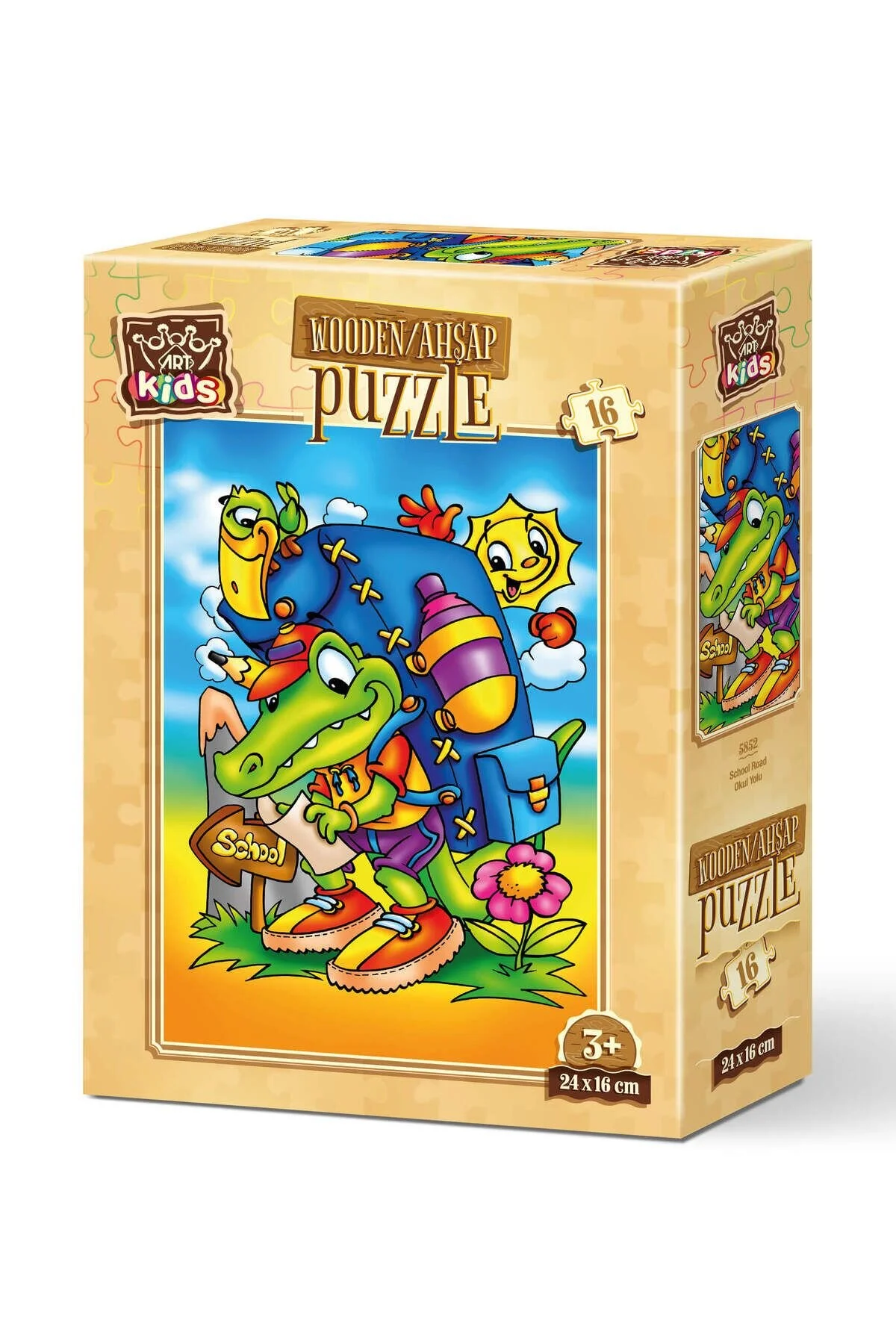 پازل ها و یاپبوزهای کودک 16 قطعه جاده مدرسه چوبی اورجینال ارت Art Puzzle