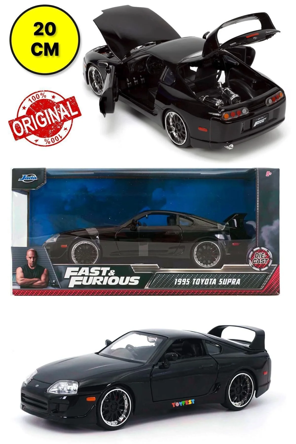 ماشین اسباب بازی JADA FAST & FURIOUS 1995 SUPRA MODEL CAR BLACK 1:24 TOYFEST