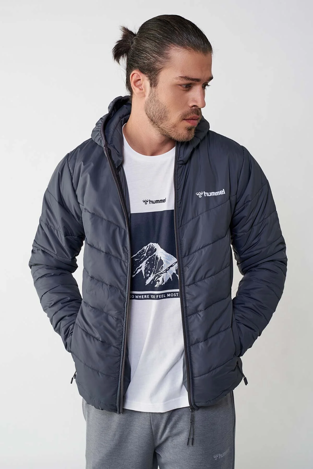 کاپشن خاکستری مردانه کت هومل اورجینال hummel