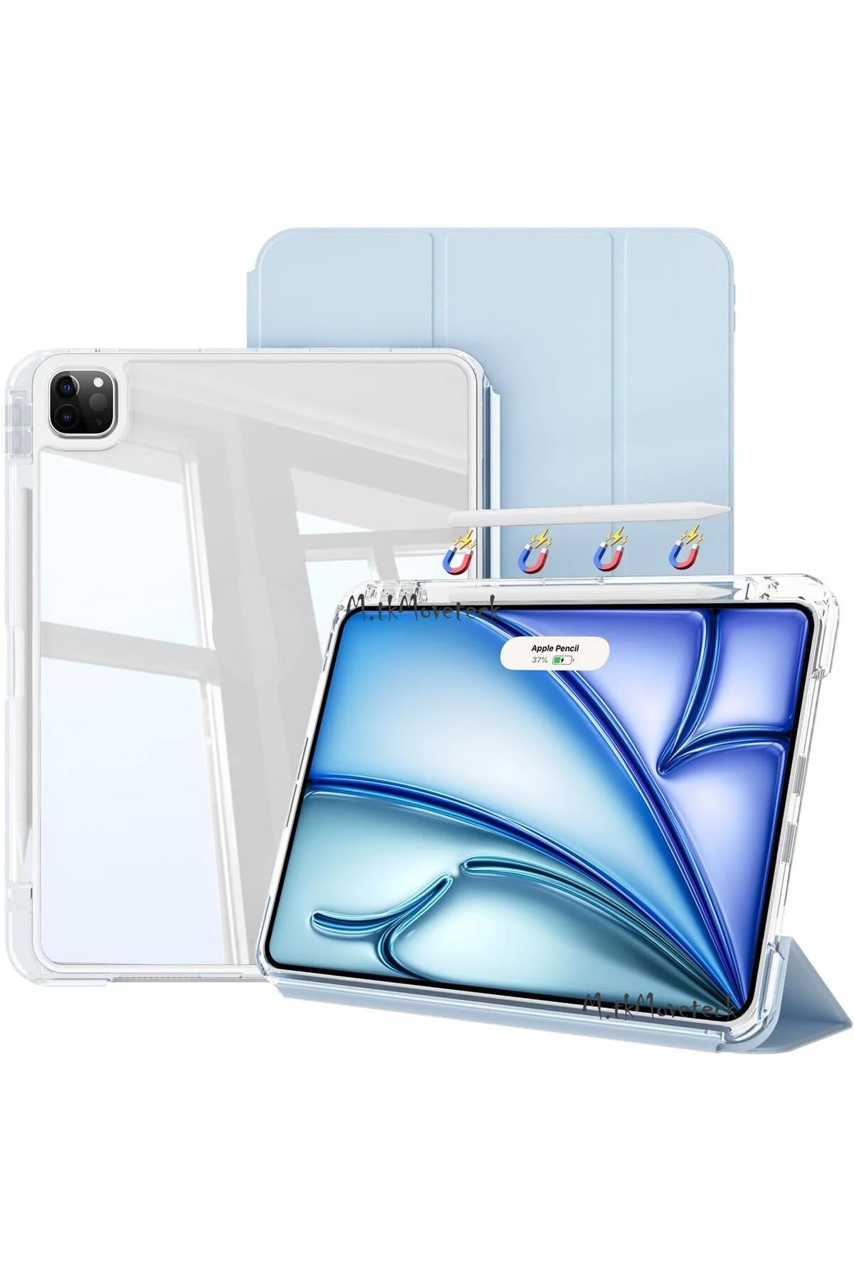 کاور تبلت قاب سازگار 13 اینچی IPAD PRO M4 2024 با محفظه قلم شارژی مغناطیسی و حالت خواب هوشمند قابل جدا شدن m.tk moveteck