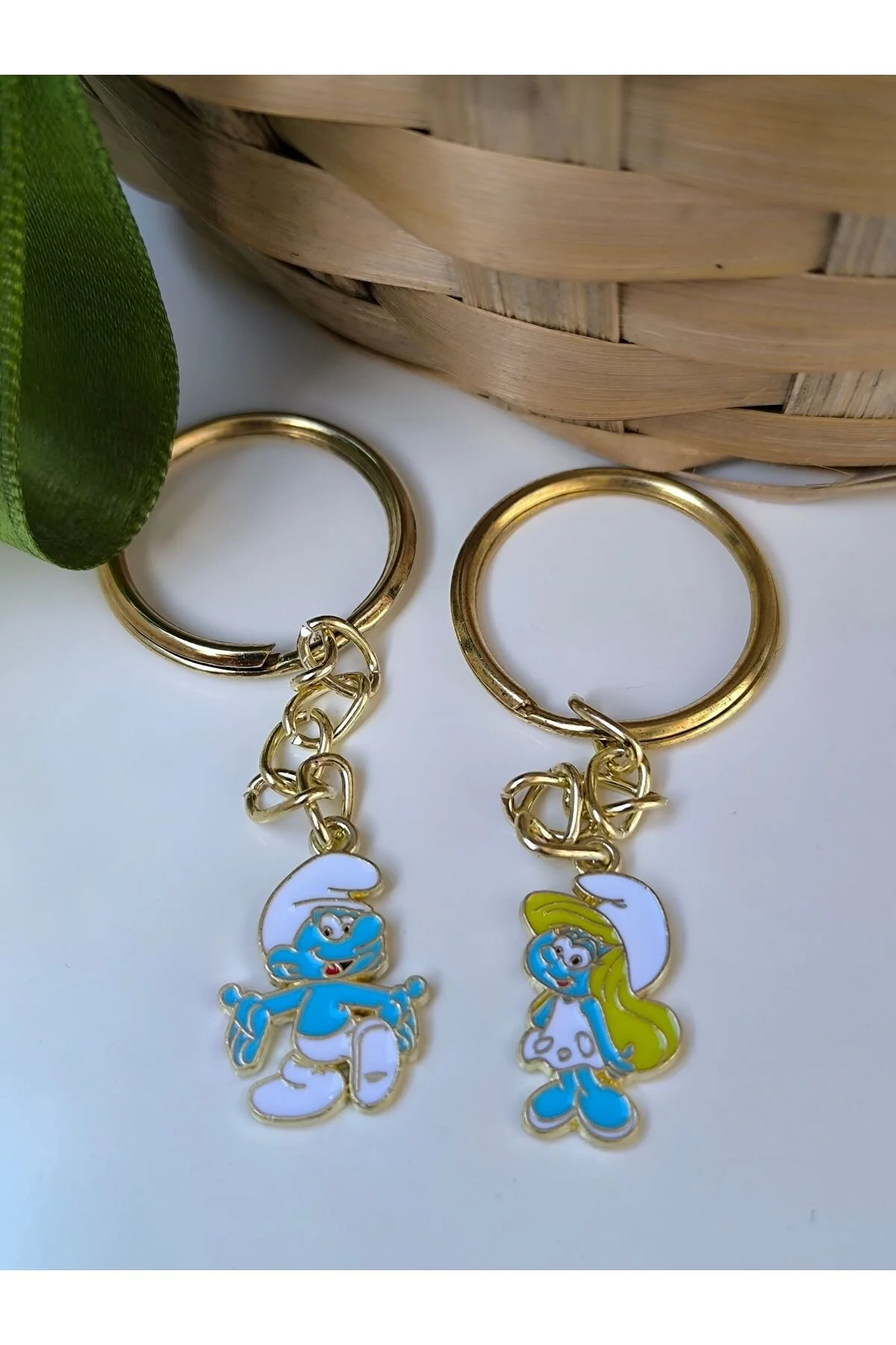 جلیقه کلید جاکلیدی دوبل SMURFETTE و SMURF SMURFS اندازه کوچک Esey Dizayn