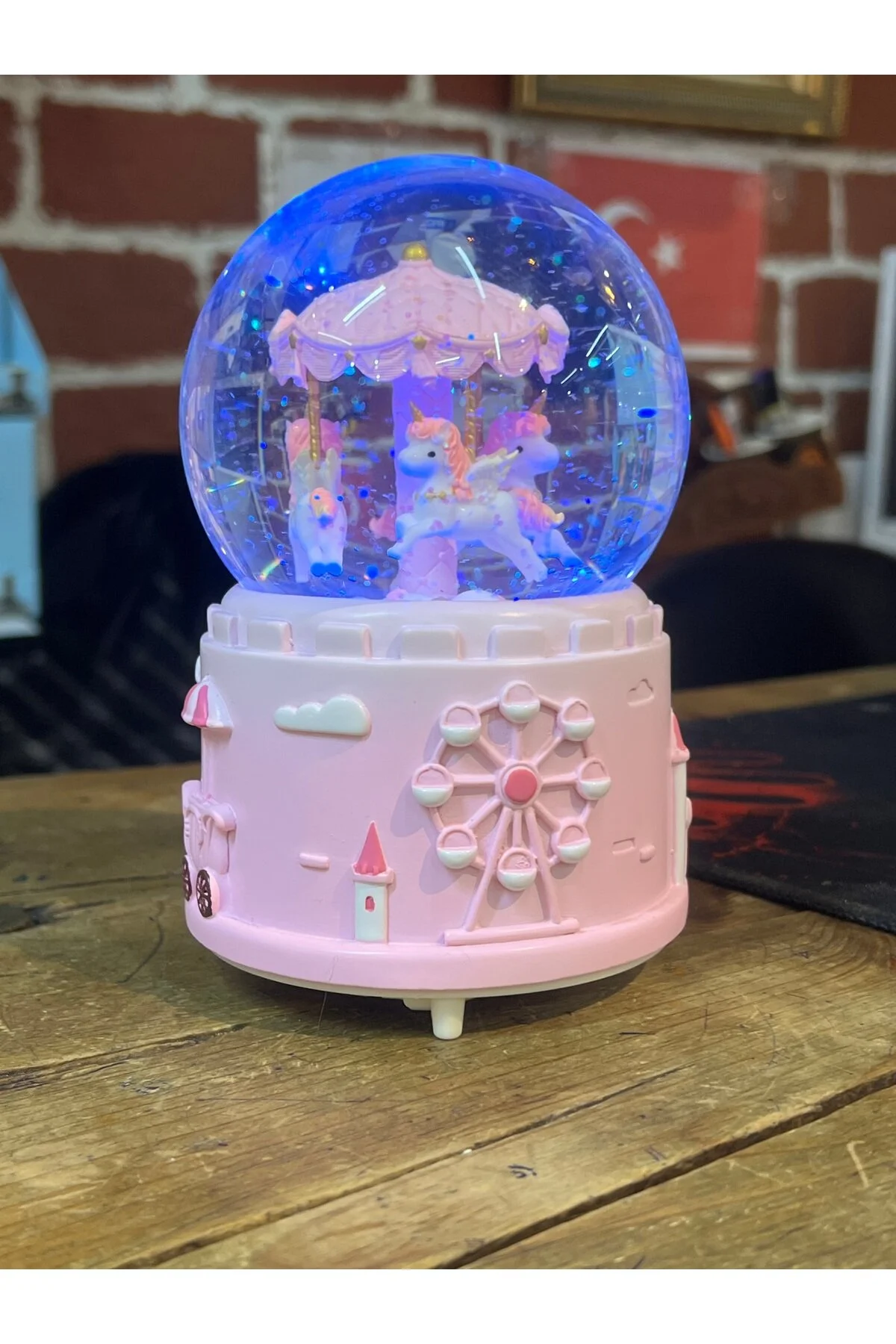 گوی برفی SNOW GLOBE CAROUSEL MEGA SIZE تمام اتوماتیک برف پاشی با نور موسیقی از ترکیه nesever store