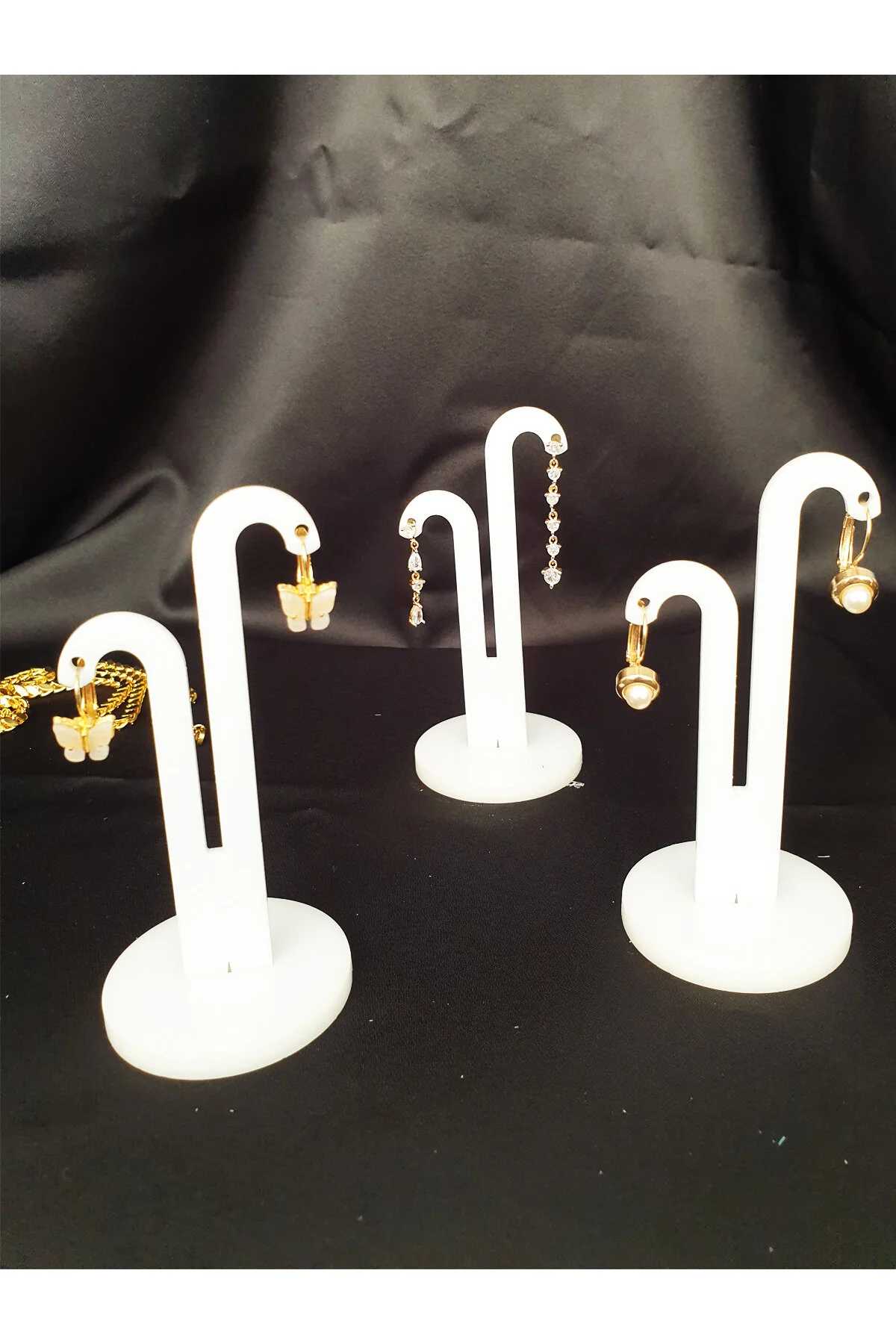 نظم‌دهنده لوازم آرایش و جواهر ایستاده گوشواره 3 SET سازمان دهنده PLEXI پایه نیمکت کف تیراندازی جواهرات GİZEM SHOP