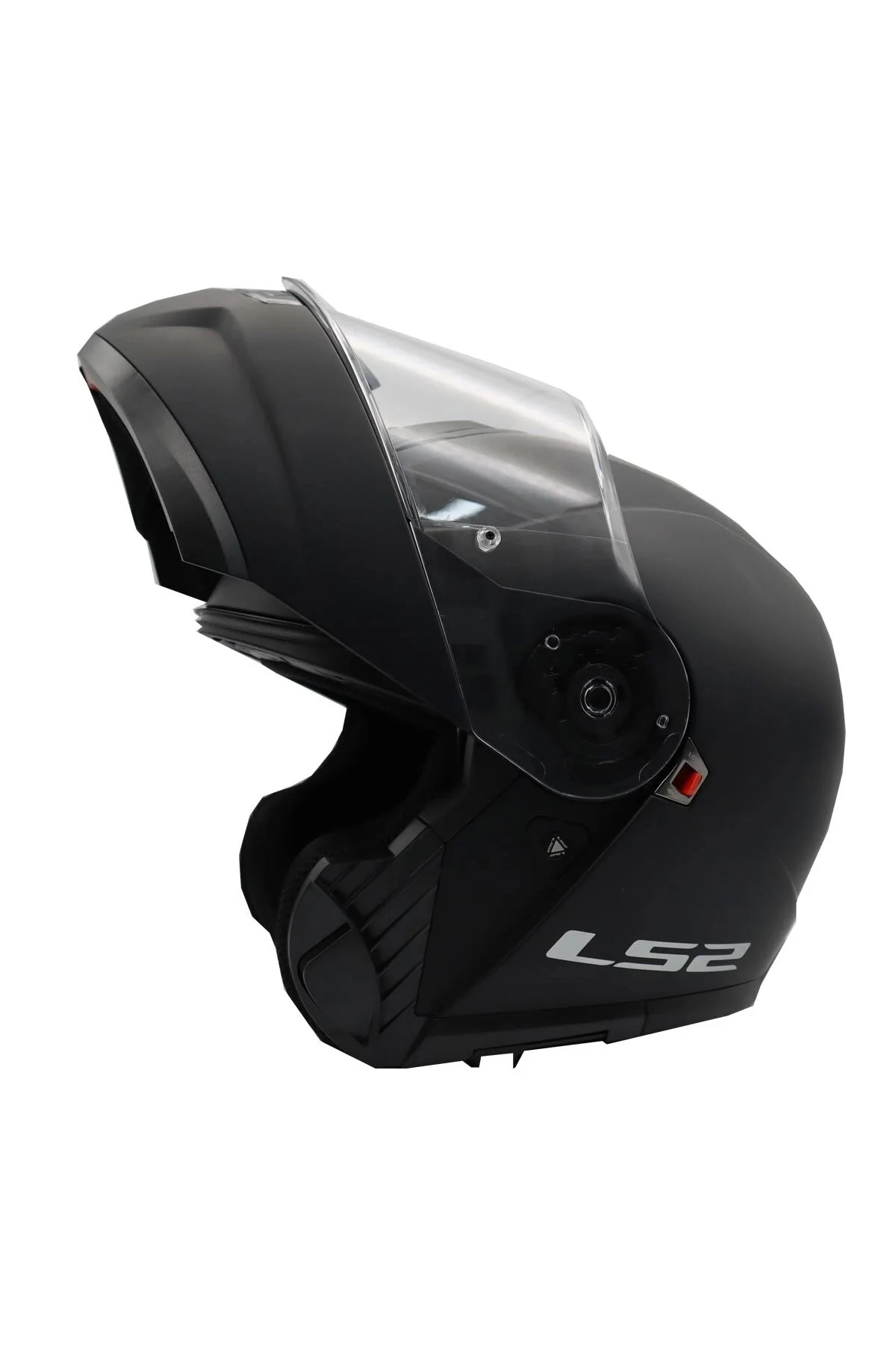 کلاه کاسکت موتورسیکلت STROBE 2 JAW مات سیاه را باز می کند ال اس LS2