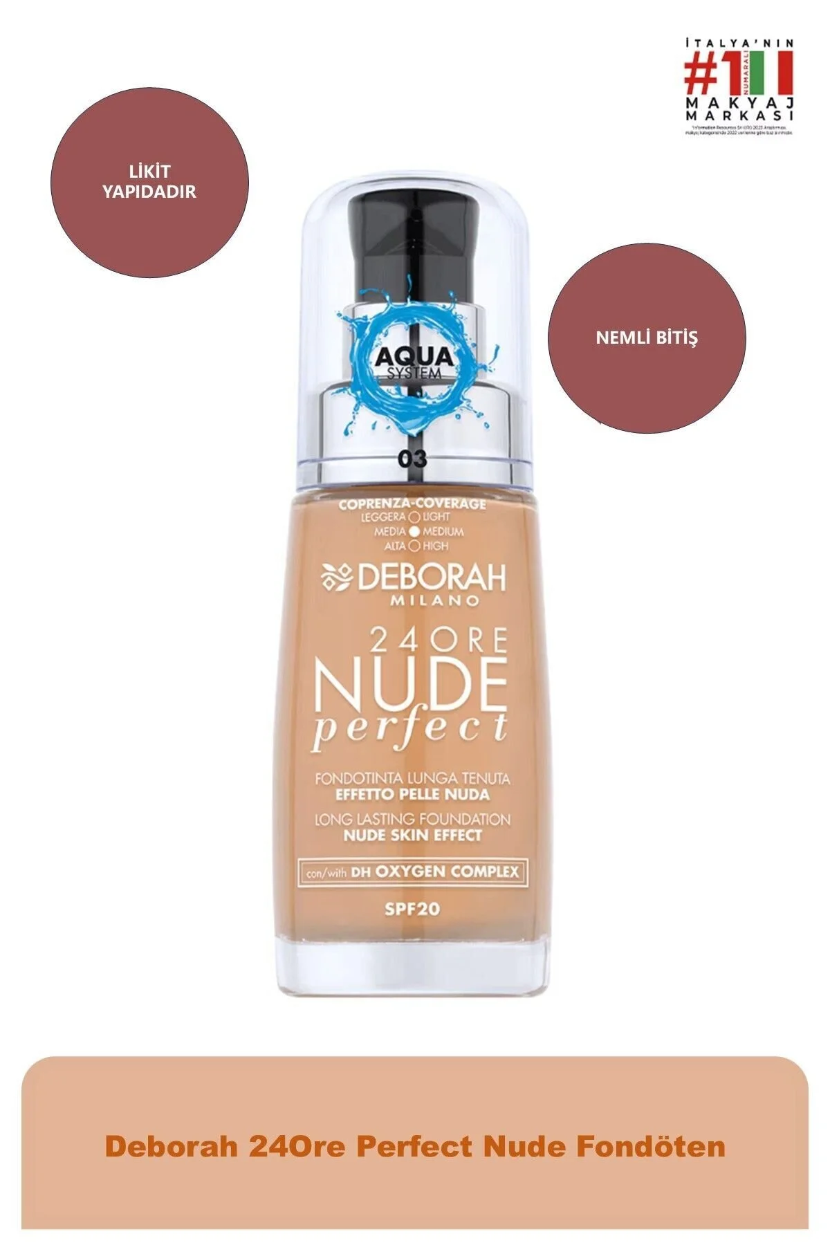 کرم پودر 24ORE PERFECT NUDE FOUNDATION NO: 03 SAND 8009518364712 Deborah