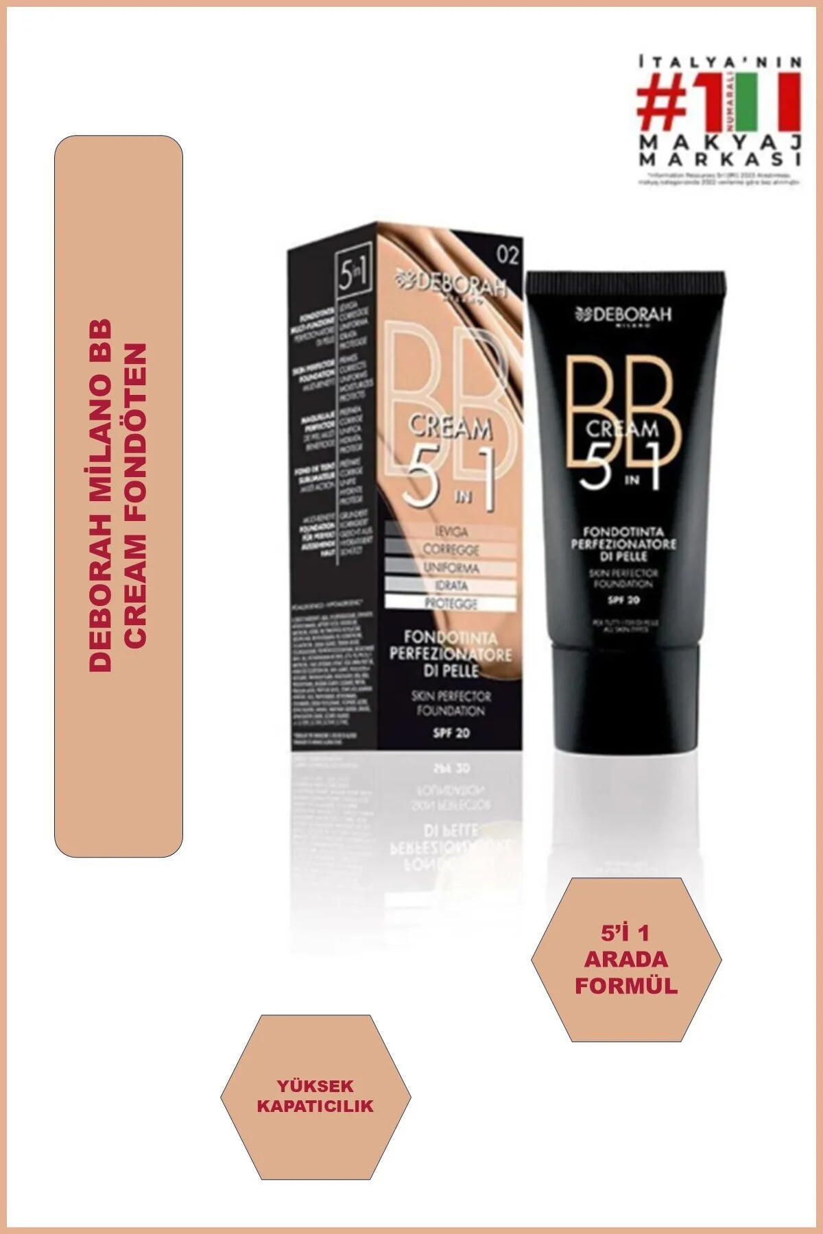 Deborah پایه پوست مایع SPF 20 شماره 01 میلانو
