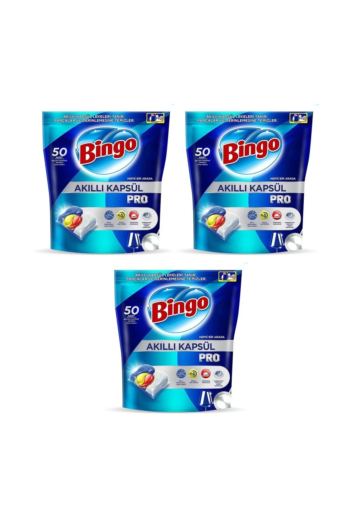 قرص و پودر ماشین ظرفشویی تبلت مواد شوینده SMART CAPSULE PRO 50S X 3 قطعات 150 کپسول Bingo