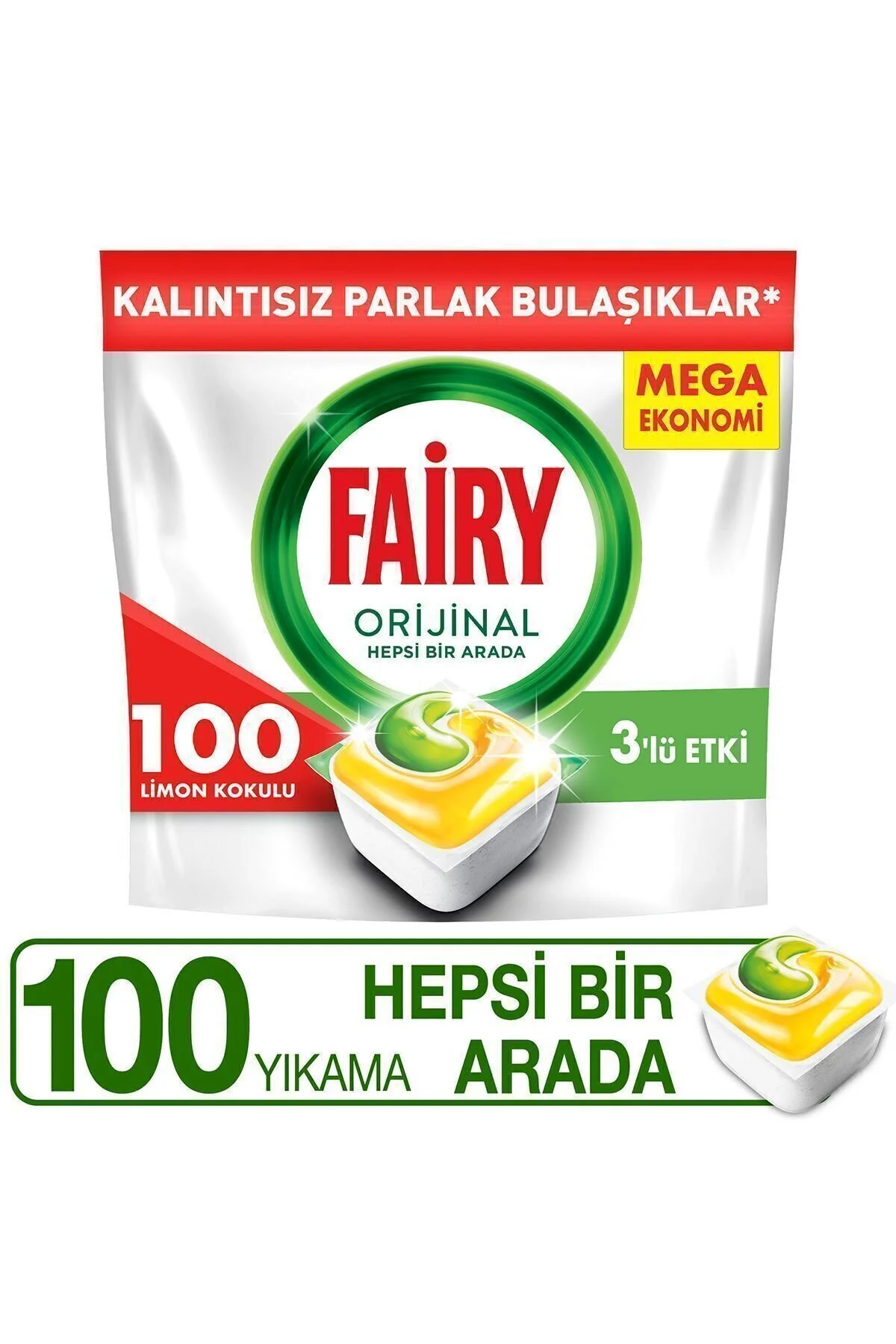 قرص و پودر ماشین ظرفشویی همه در یک کپسول اجاق گاز لیمو معطر 100 شستشو Fairy