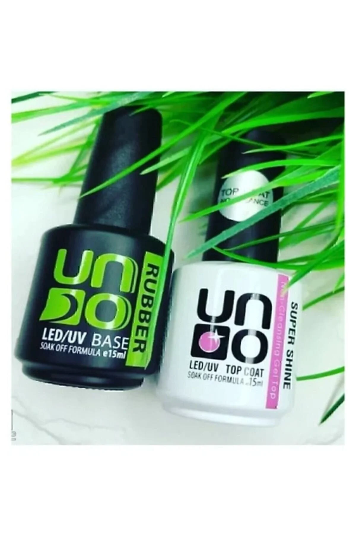 لاک ناخن UNO مدل Top Coat Super Shine و Rubber Base Coat با حجم 15 میلی لیتر رنگ سفید UNO GELPOLİSH