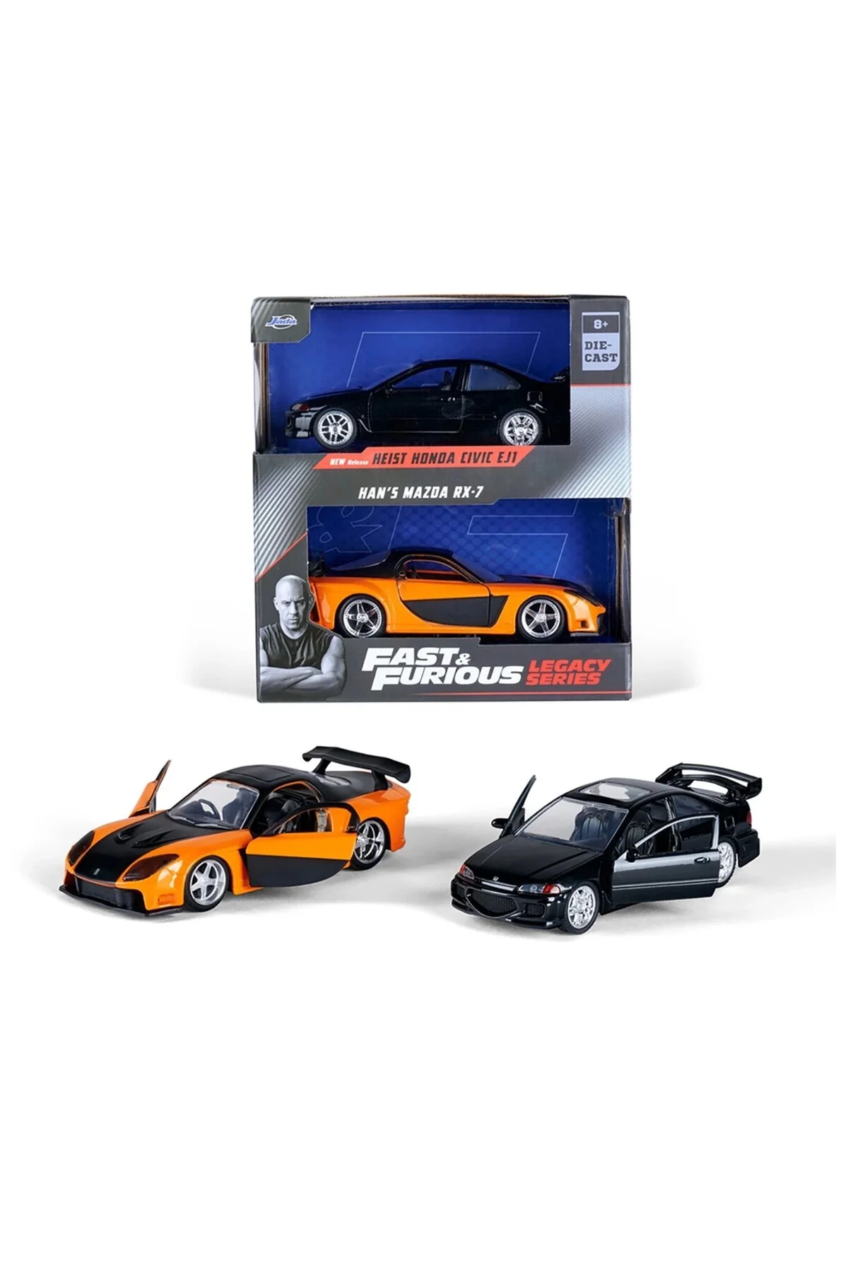 مدل خودرو FAST & FURIOUS 2 PACK HEIST HONDA CIVIC EJ1 و مزدا RX 7 هان از ترکیه Jada